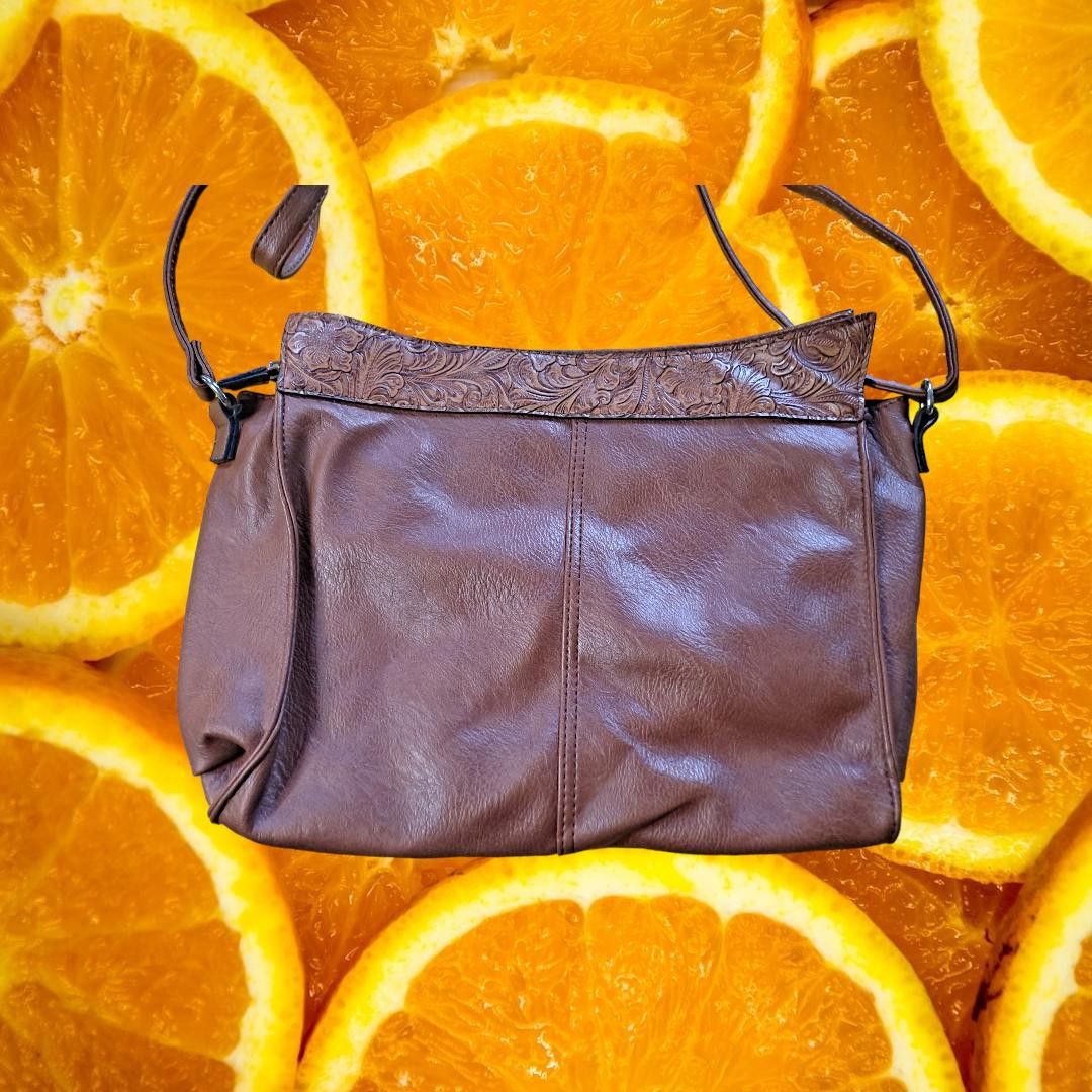 Other Cato Brown with Embossed Floral Design Satchel Shoulder Bag Size ONE SIZE - 4 Thumbnail