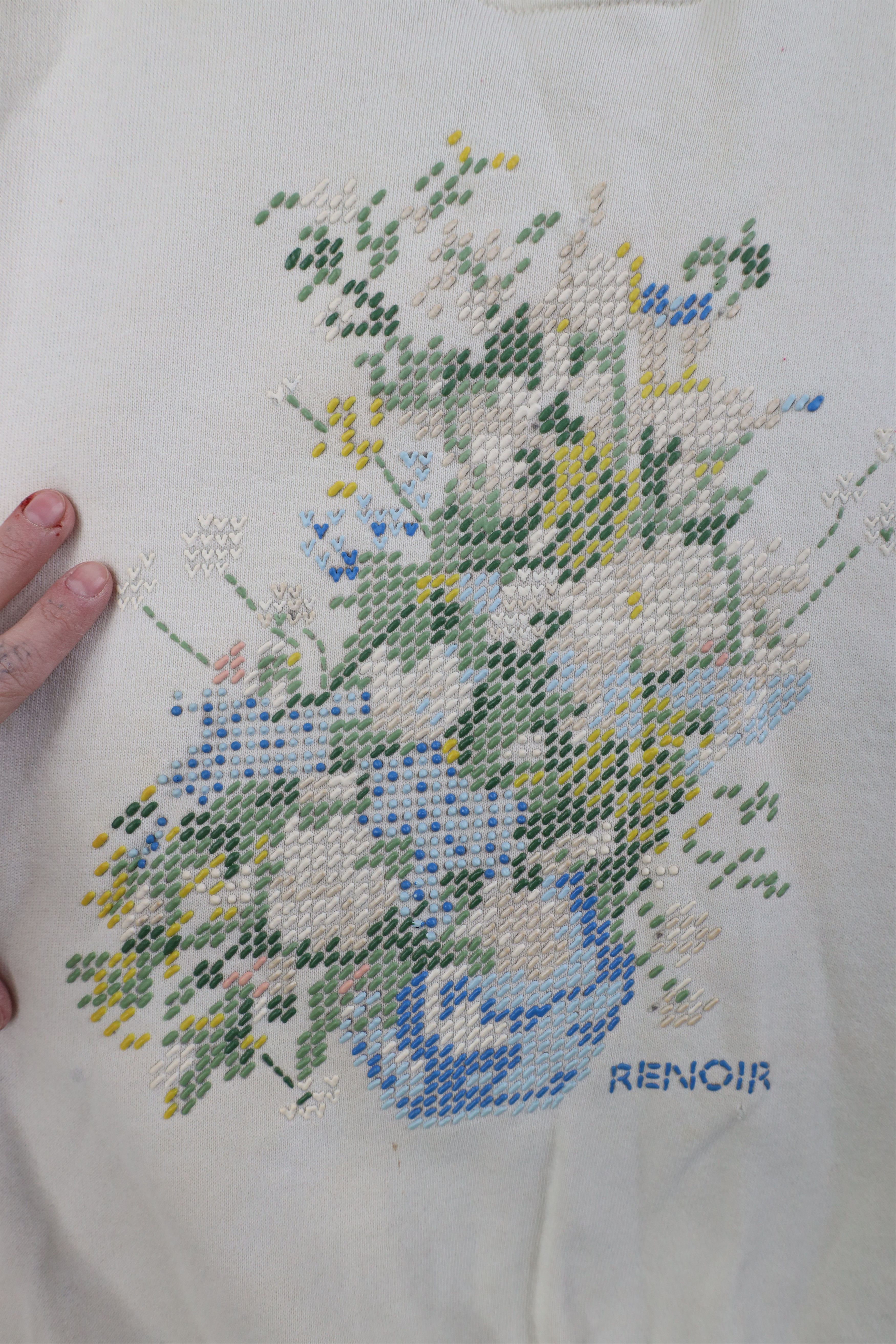 Vintage Vintage 90s Streetwear Paint Renoir Flower Sweatshirt USA Size XL / US 12-14 / IT 48-50 - 4 Thumbnail