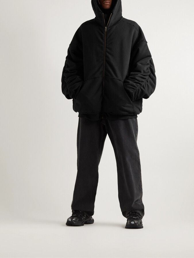 Balenciaga o1mt1gz0225 Oversized Bomber Hoodie in Black Size US XXS / EU 40 - 2 Thumbnail