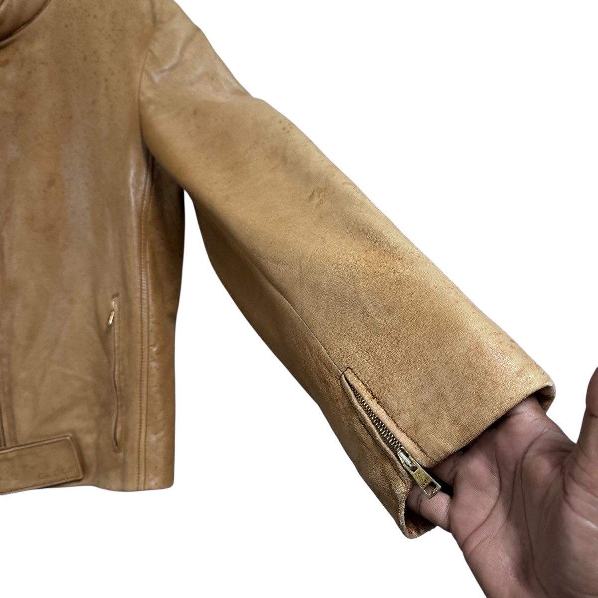 Gucci Gucci By Tom Ford Leather Moto Jacket Patina Size US M / EU 48-50 / 2 - 10 Thumbnail