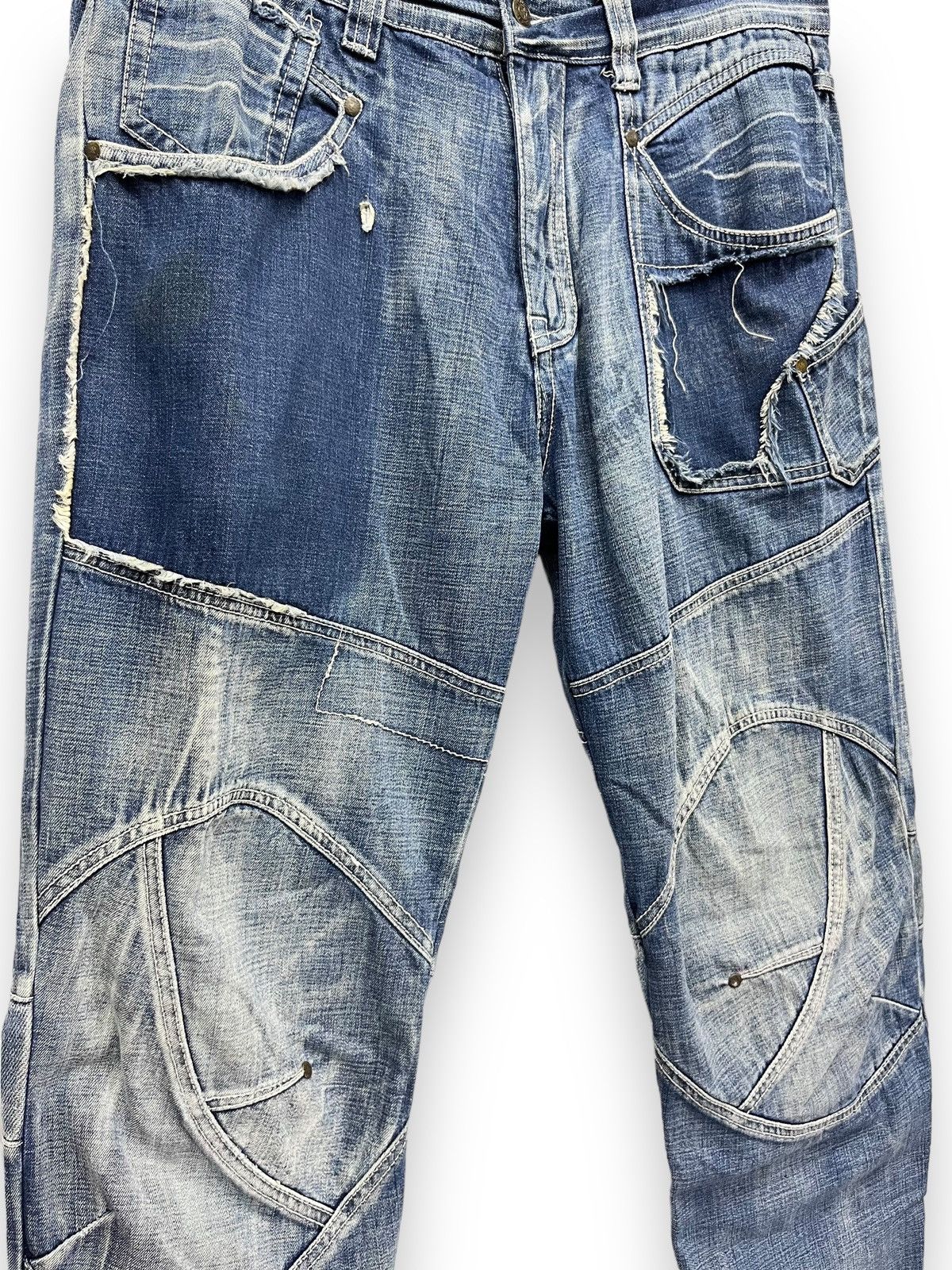 Jean FYE🔥TOUGH JEANSMITH Designer Distressed Bartack Denim Pants Size US 34 / EU 50 - 8 Thumbnail