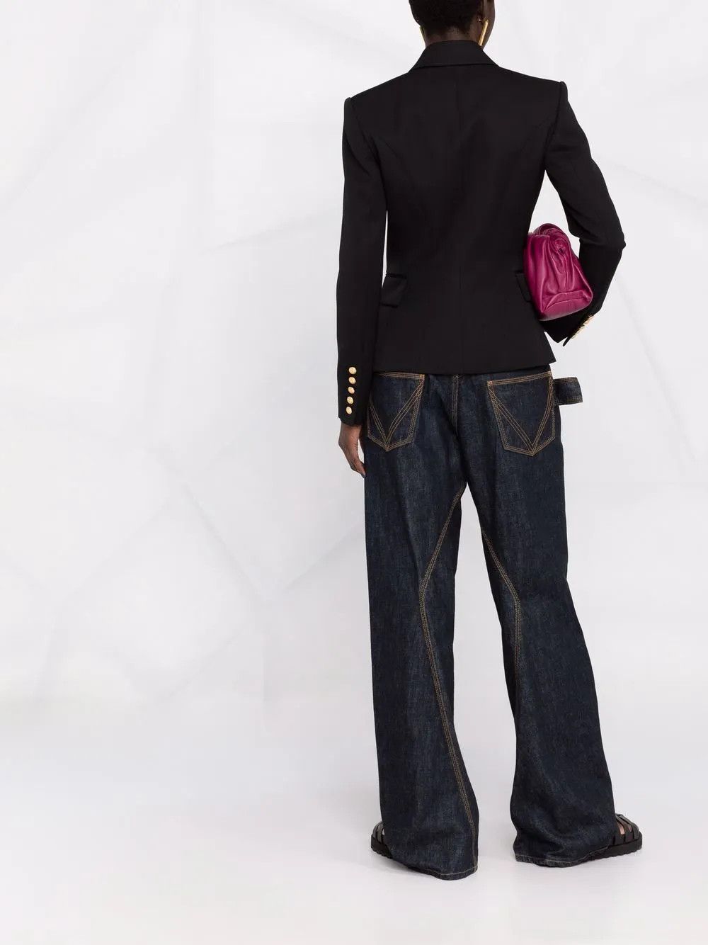 Balmain o1s1wg110825 Double Breasted Blazer in Black Size L / US 10 / IT 46 - 4 Thumbnail