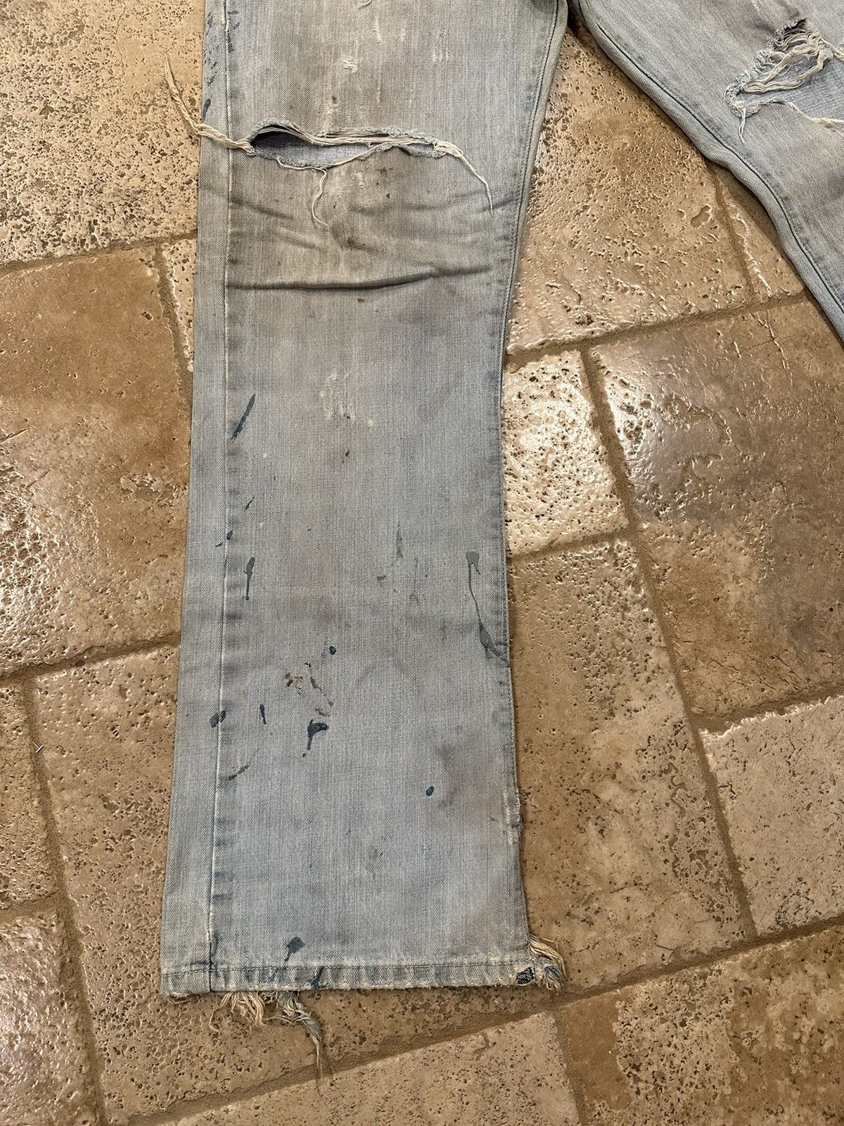 Vintage Vintage Bootcut Flare Trashed Distressed Blue Denim Jeans Size US 32 / EU 48 - 6 Thumbnail