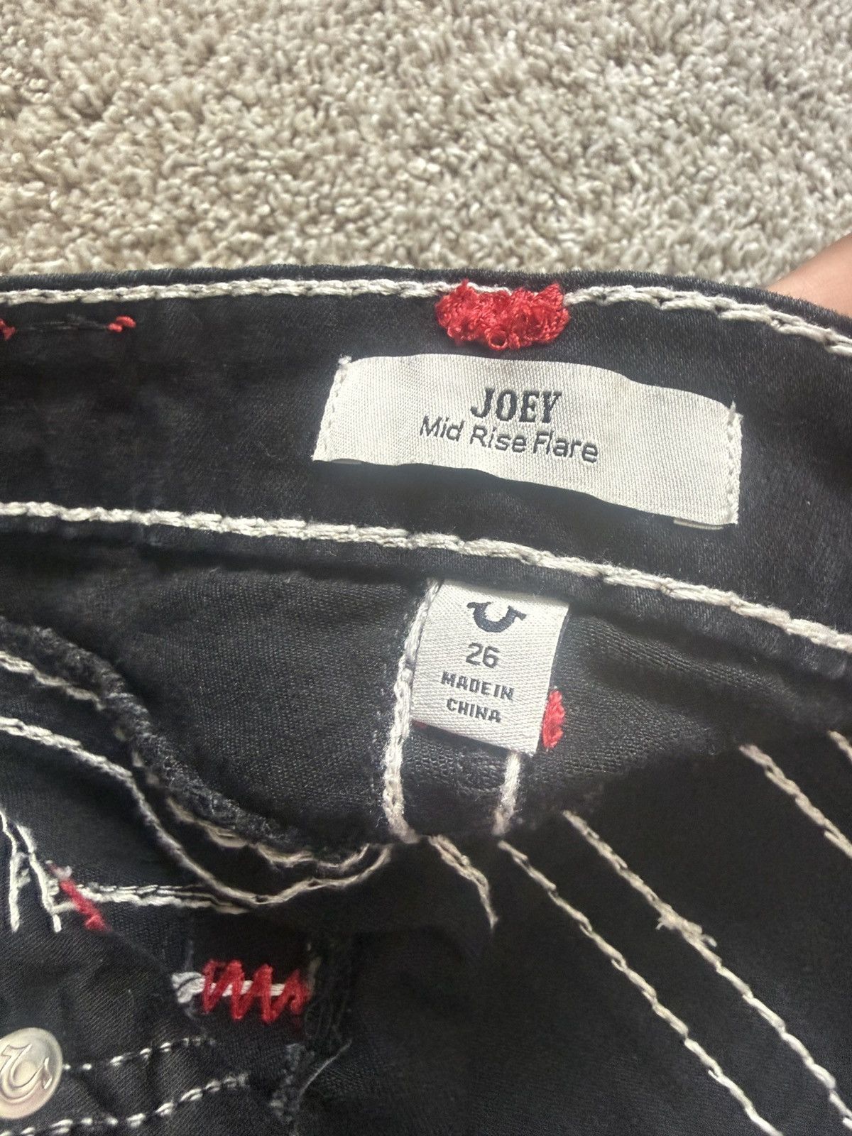 True Religion True Religion Black Jeans - Red Horseshoe Stitch Size 26" / US 2 / IT 38 - 3 Thumbnail