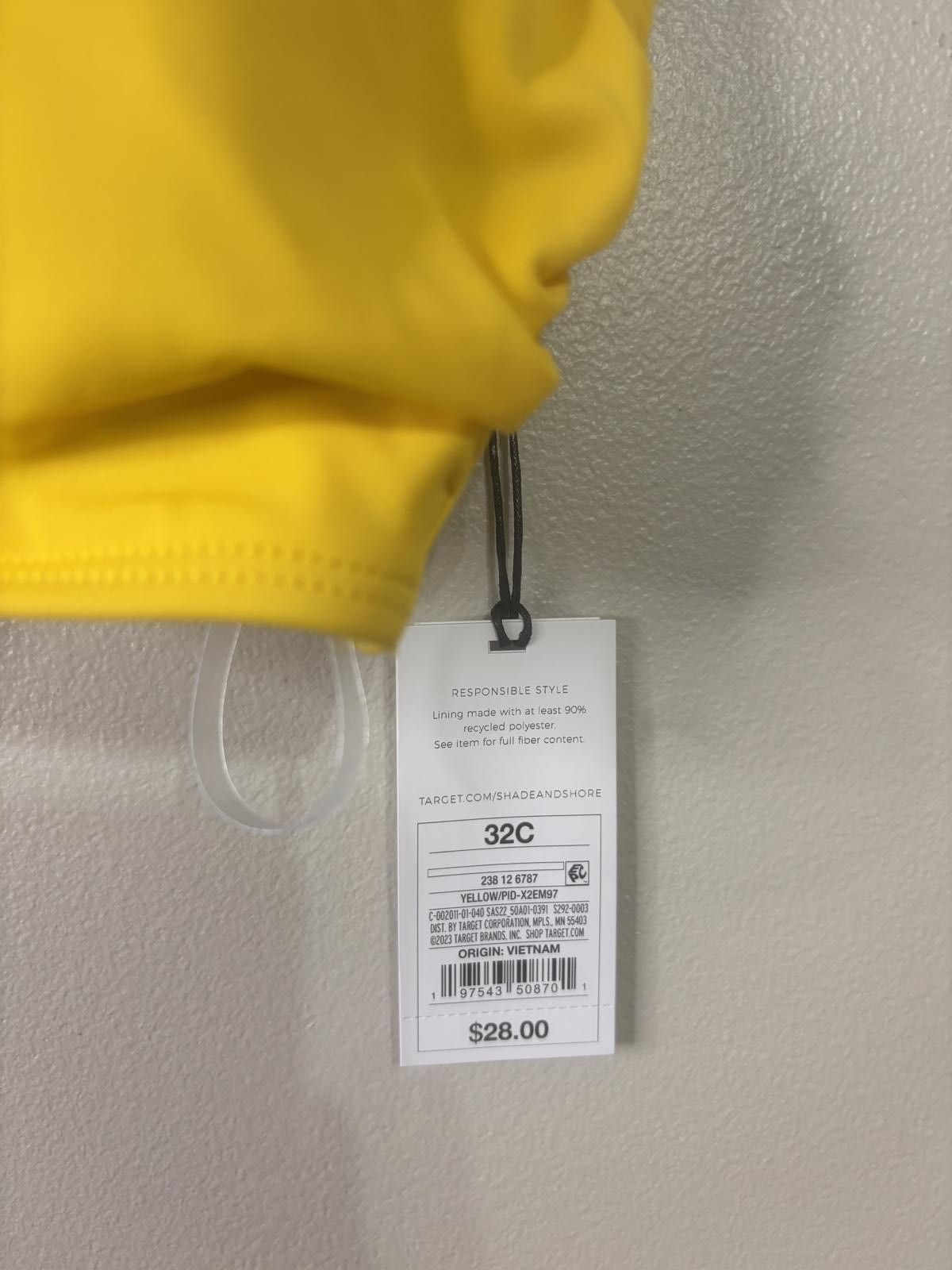 Designer Shade & Shore Lightly Lined Yellow Bikini Top - Size 32C Size ONE SIZE - 6 Thumbnail