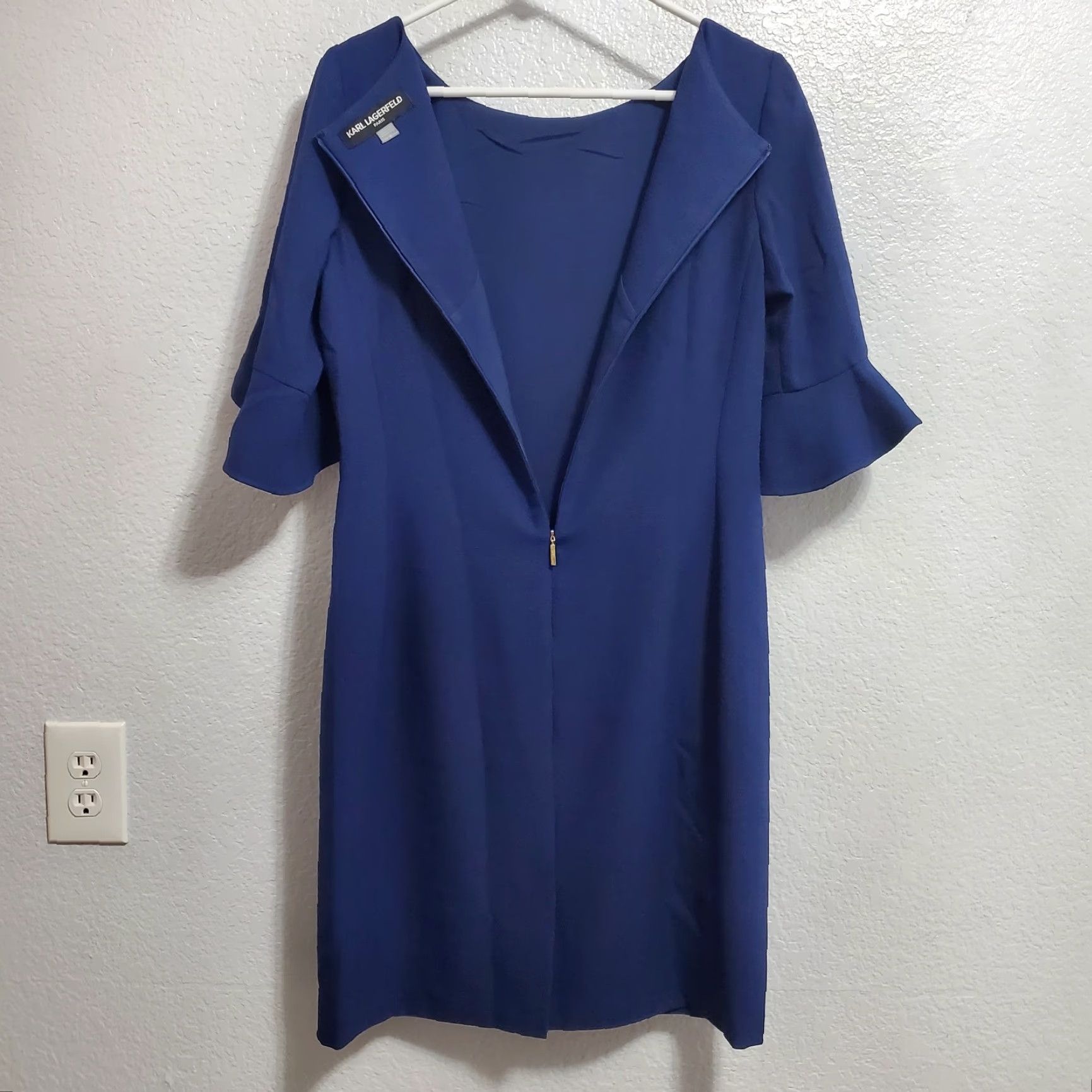 Karl Lagerfeld VINTAGE Karl Lagerfeld Paris Dress Women 8 Royal Blue Tulip Sleeve Shift Back Zip Office Size M / US 6-8 / IT 42-44 - 7 Thumbnail