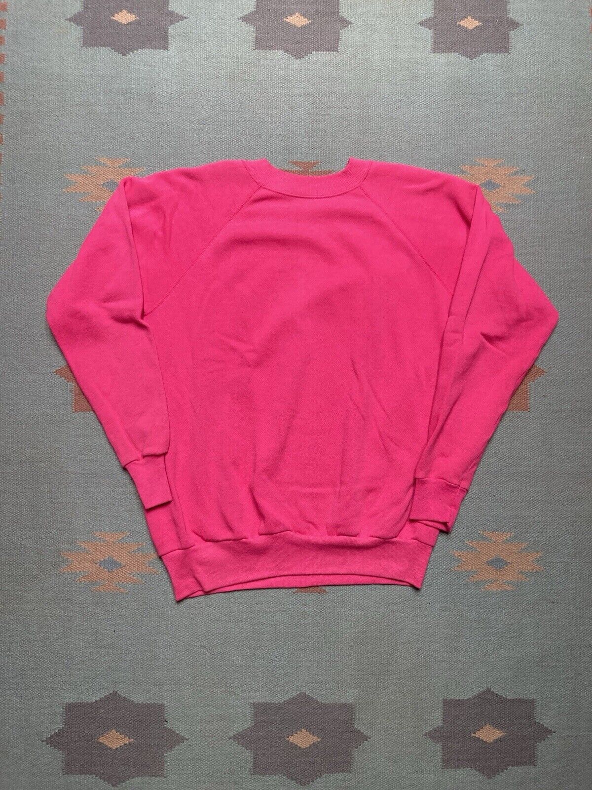Hanes × Vintage VTG Hanes Pannill sweatshirt raglan blank plain brigh pink L Size L / US 10 / IT 46 - 1 Thumbnail