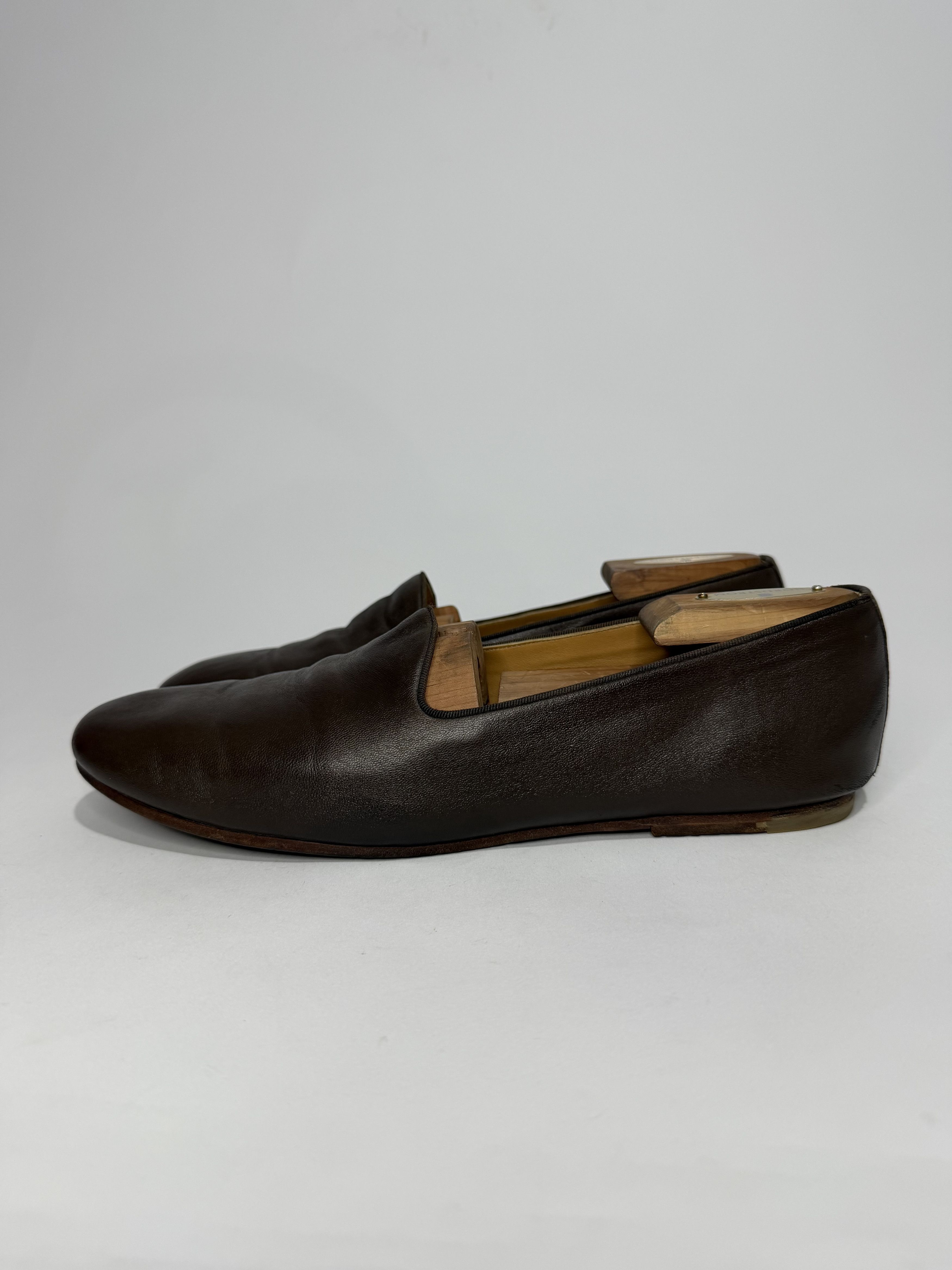 Hermes Hermes Brown Leather Smoking Slippers Size US 8 / EU 41 - 4 Thumbnail