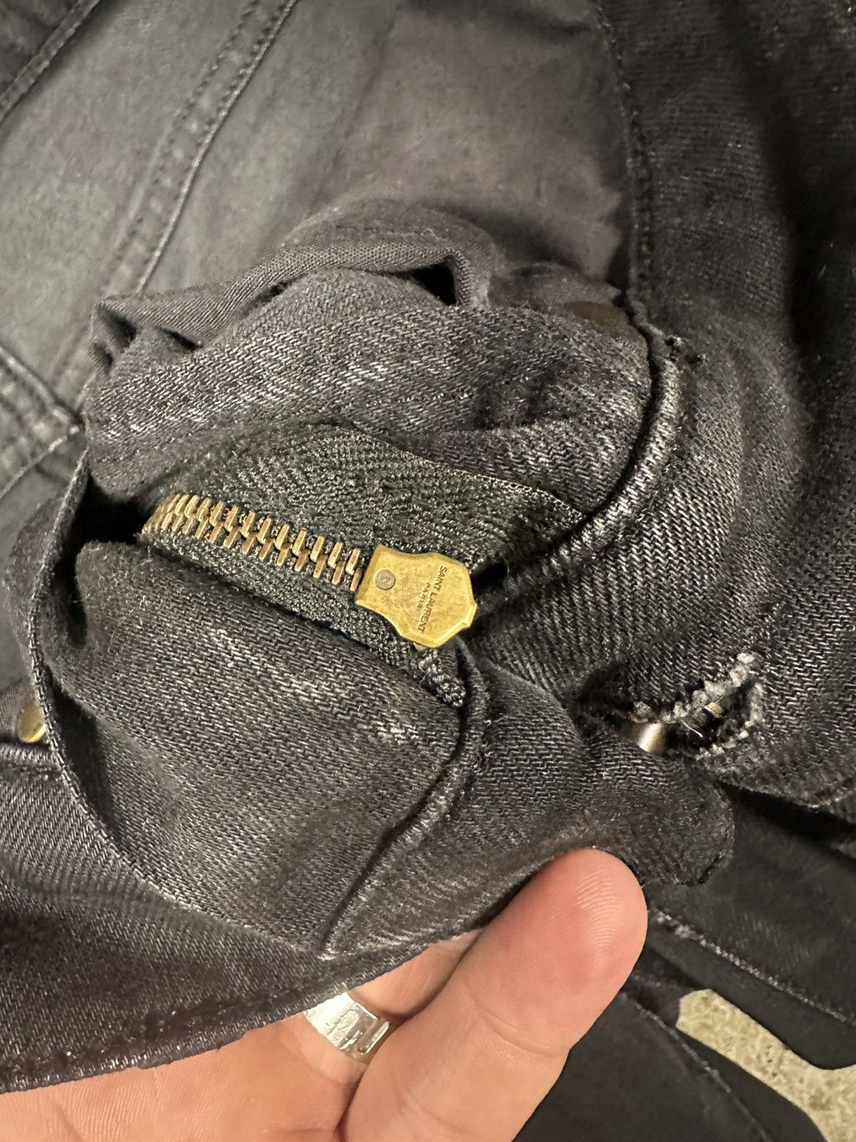 Saint Laurent Paris Saint Laurent Paris SS20 Black ‘D21’ Waxed Whiskers Skinny Size US 29 - 14 Thumbnail