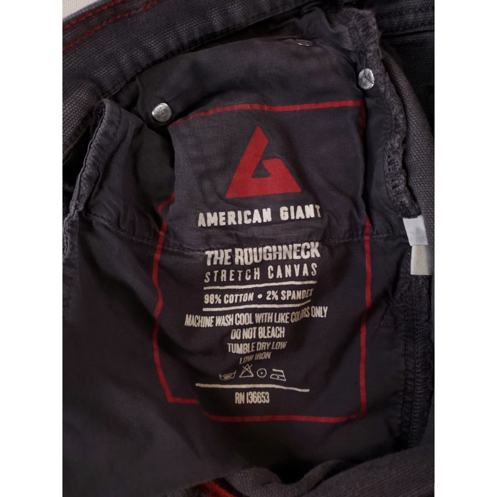 Vintage American Giant Jeans Roughneck Stretch Dark Gray Mens 34 Waist 34x28 Inseam 28 Straight Jeans Mens Gray Regular Size Size US 34 / EU 50 - 3 Thumbnail