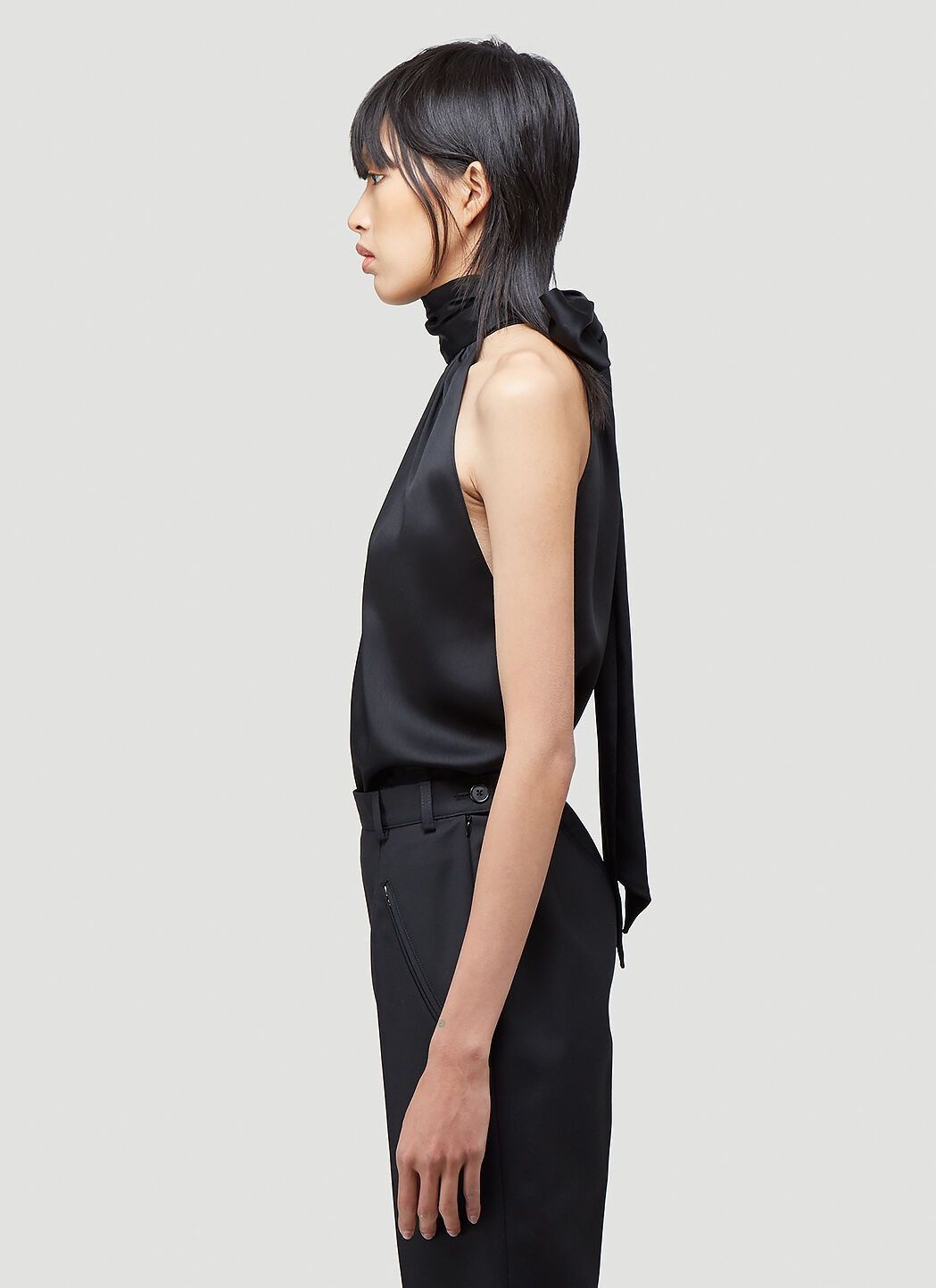 Saint Laurent Paris o1s1wg110125 652320 Lavallière-Neck Sleeveless Blouse Size M / US 6-8 / IT 42-44 - 3 Thumbnail