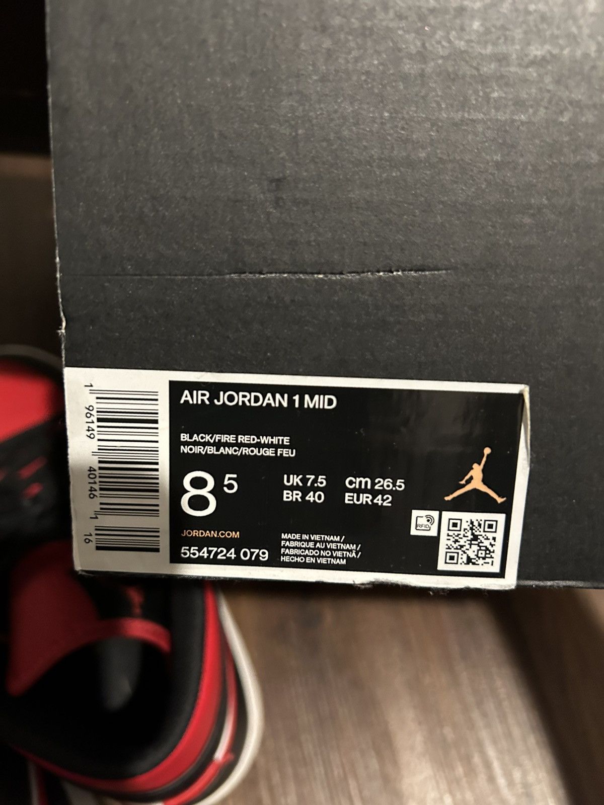 Jordan Brand air jordan 1 mid black fire red white Size US 8.5 / EU 41-42 - 6 Thumbnail