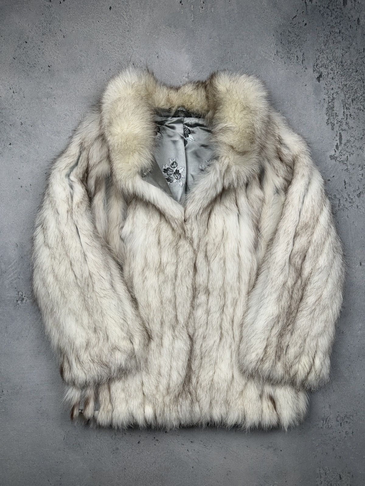 Sagafurs Vintage Saga Fox Real Fur Coat Ivory Grey Luxury Jacket 80s Size S / US 4 / IT 40 - 1 Thumbnail