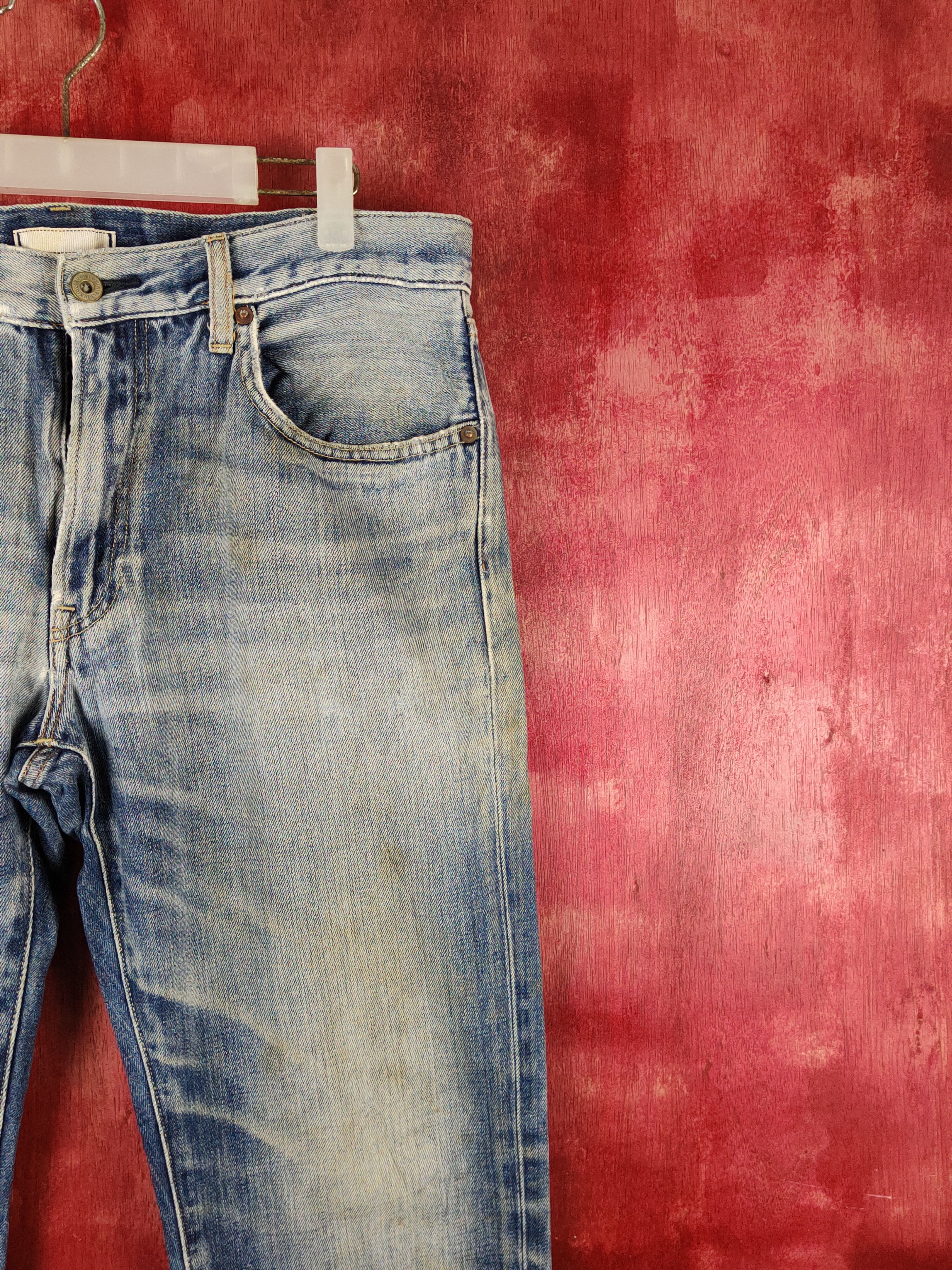 Japanese Brand Uniqlo Blue Faded Distressed Ripped denim Jeans #S2240 Size US 34 / EU 50 - 5 Thumbnail