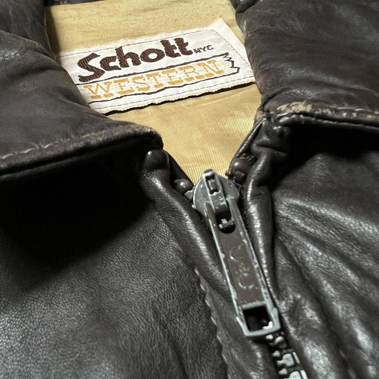 Schott × Vintage Vintage 70’s Schott NYC 🇺🇸 “Western” Brown Leather Jacket Size US L / EU 52-54 / 3 - 8 Thumbnail