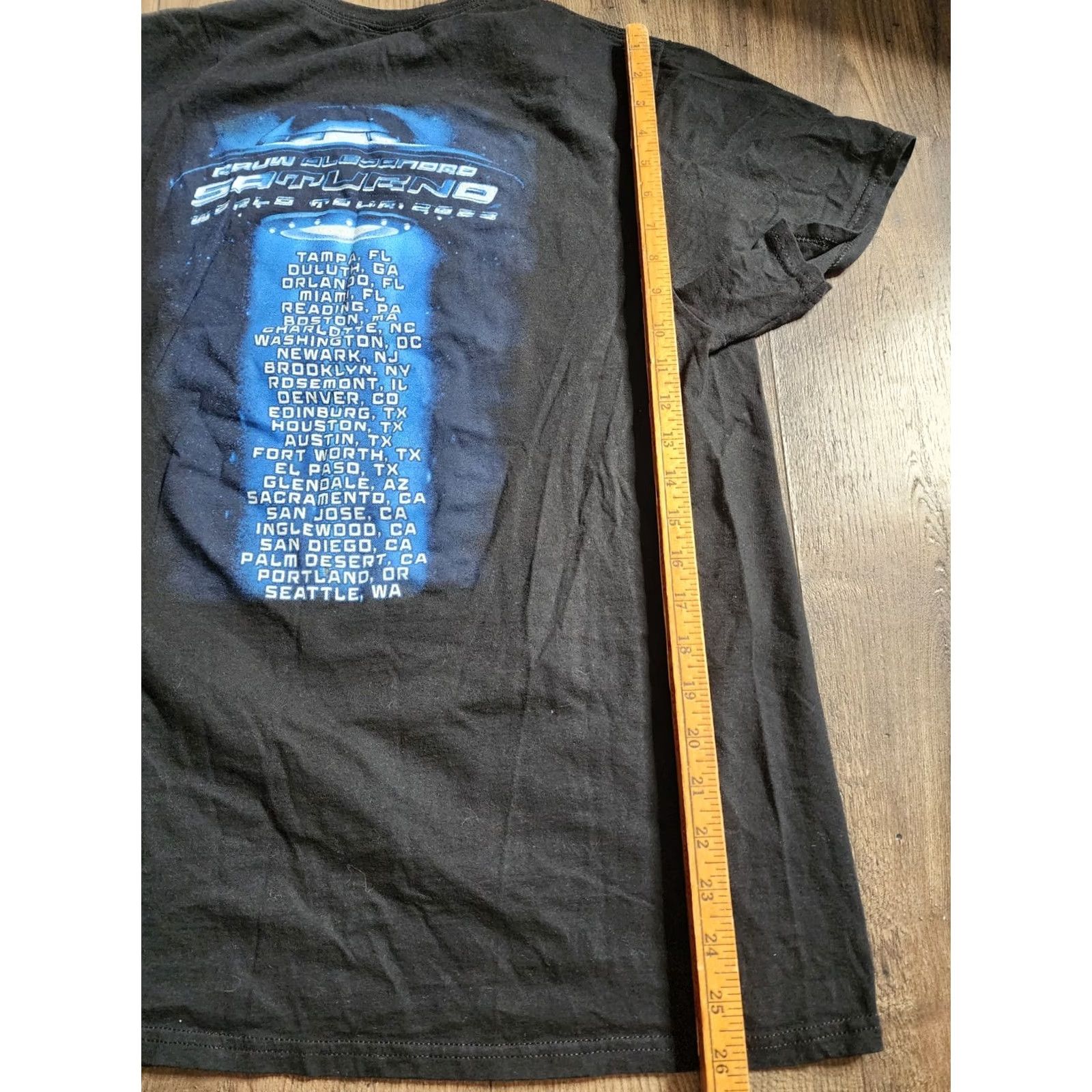 Fruit Of The Loom Rauw Alejandro T Shirt Black Short Sleeve Crew Neck 2023 Saturno World Tour Double-Sided Fruit of the Loom Mens L Merch Shirt Size US L / EU 52-54 / 3 - 3 Thumbnail