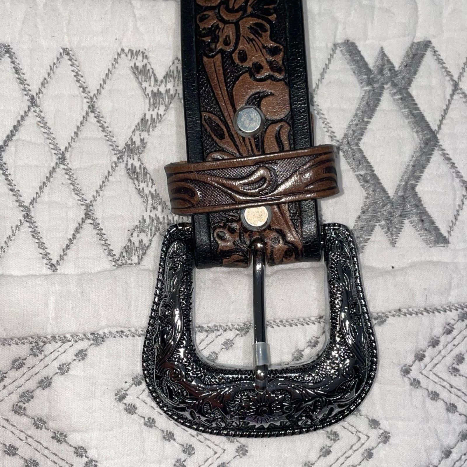 Other Western style Hand Tooled Leather Belt Size ONE SIZE - 1 Thumbnail