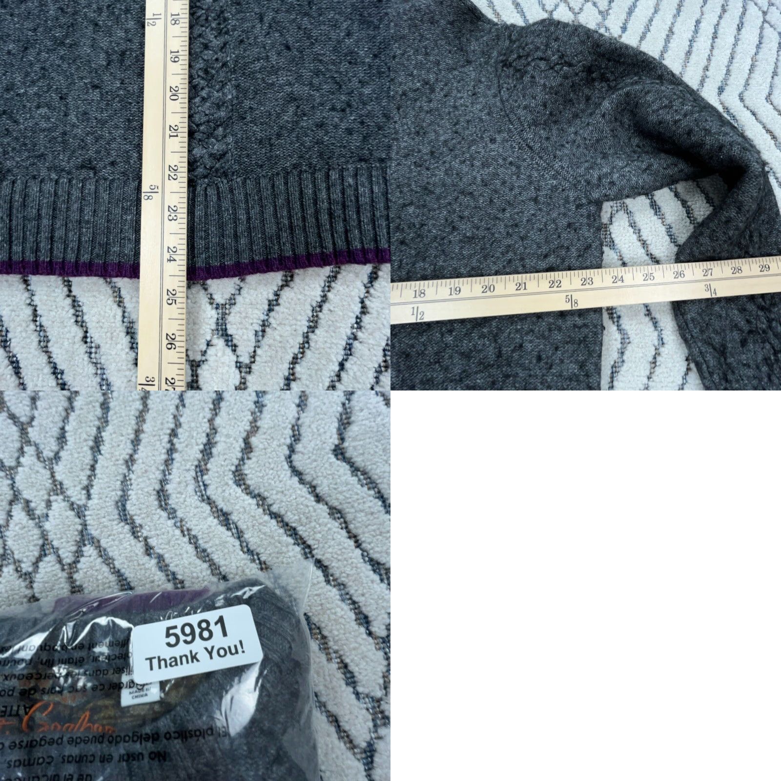 Robert Graham Robert Graham Sweater Heavy Knit Crew Neck Pullover 2XL Gray Mens Size US XXL / EU 58 / 5 - 8 Thumbnail