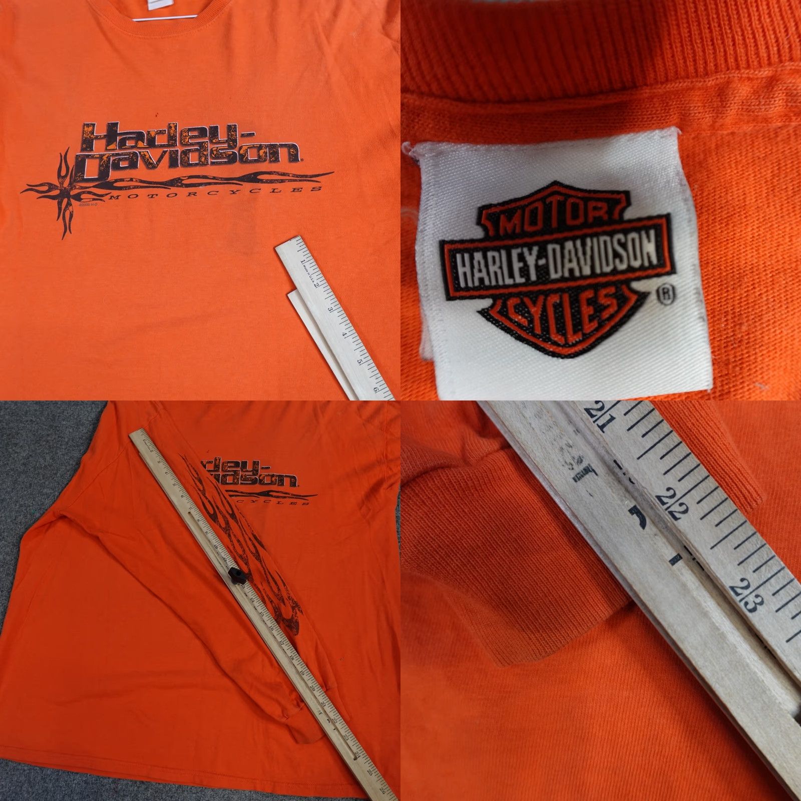 Harley Davidson VINTAGE Harley-Davidson T-shirt Long Sleeve Men's L Orange 2005 USA Size US L / EU 52-54 / 3 - 8 Thumbnail