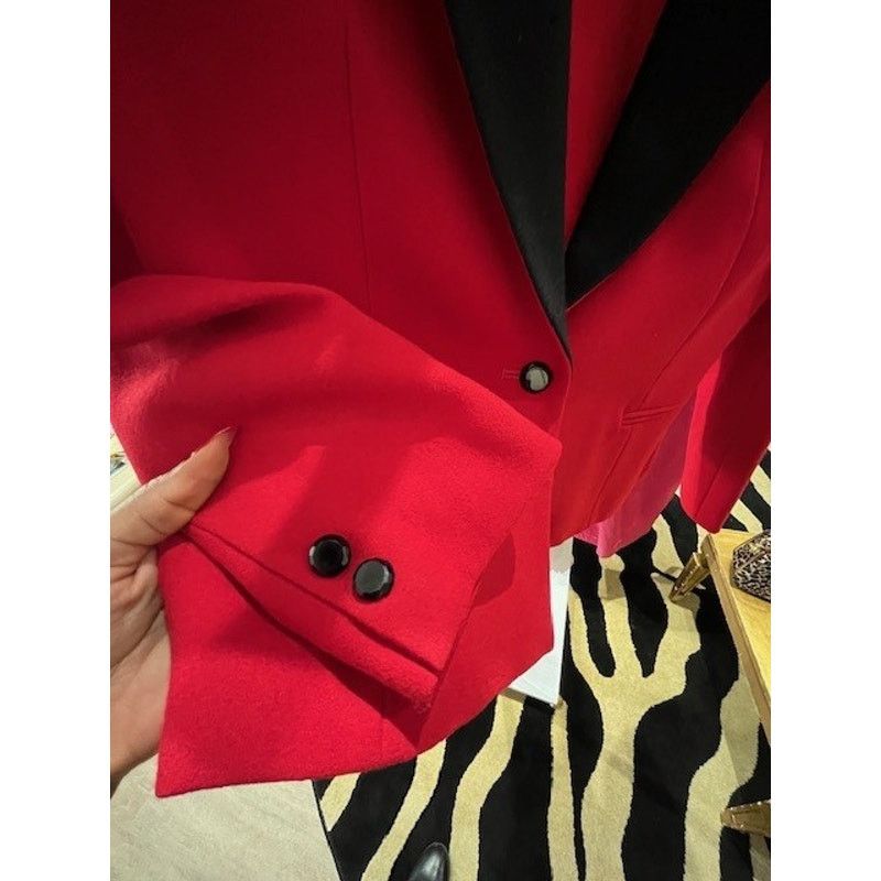 Saks Fifth Avenue Sak's Fifth Avenue Red Wool Jacket Size M / US 6-8 / IT 42-44 - 3 Thumbnail