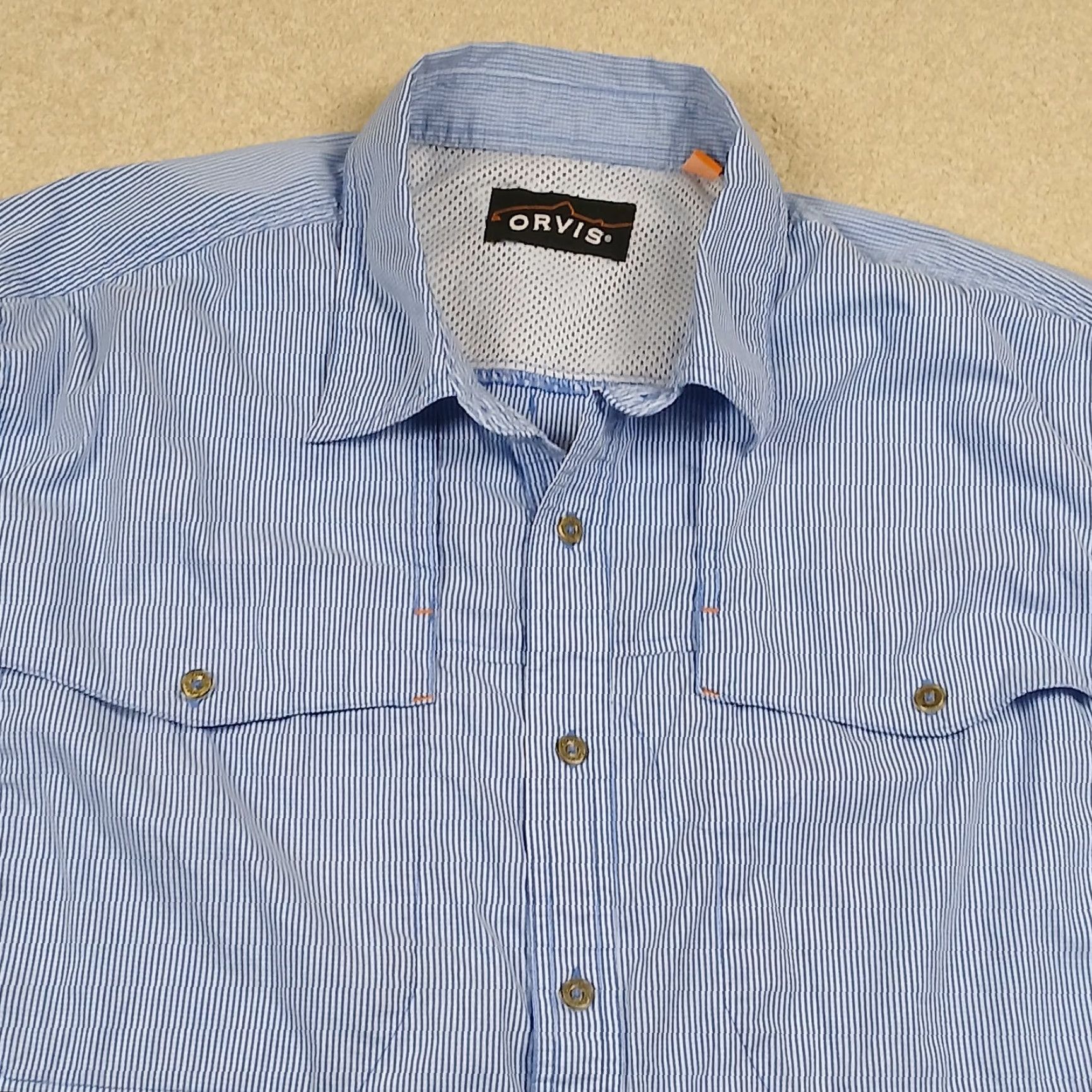 Orvis Orvis Button-Up Shirt Mens XL Extra Large Blue Check Long Sleeve Roll Tab Fishing Pocket Size US XL / EU 56 / 4 - 2 Thumbnail