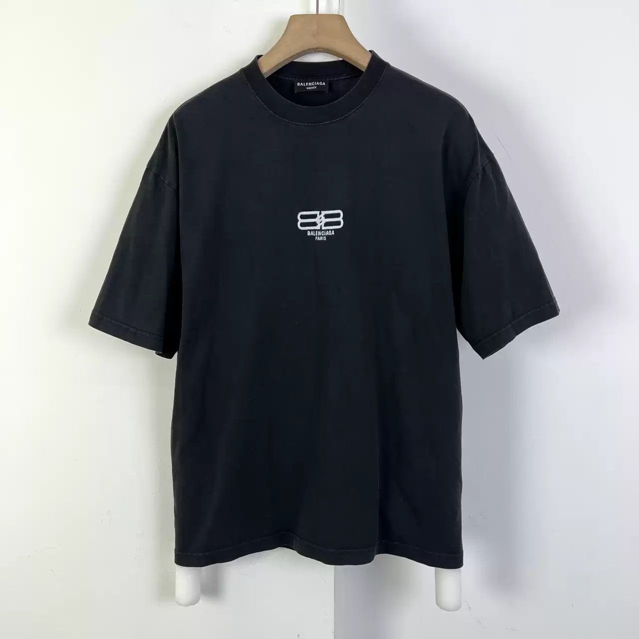 Balenciaga Double B Lock Embroidery Wash Short Sleeve