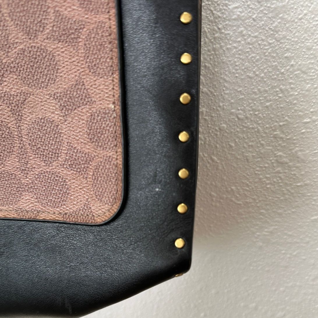 Coach Vintage Coach Tea Rose Parker Bag Rivets Snakeskin Detail Size ONE SIZE - 10 Thumbnail