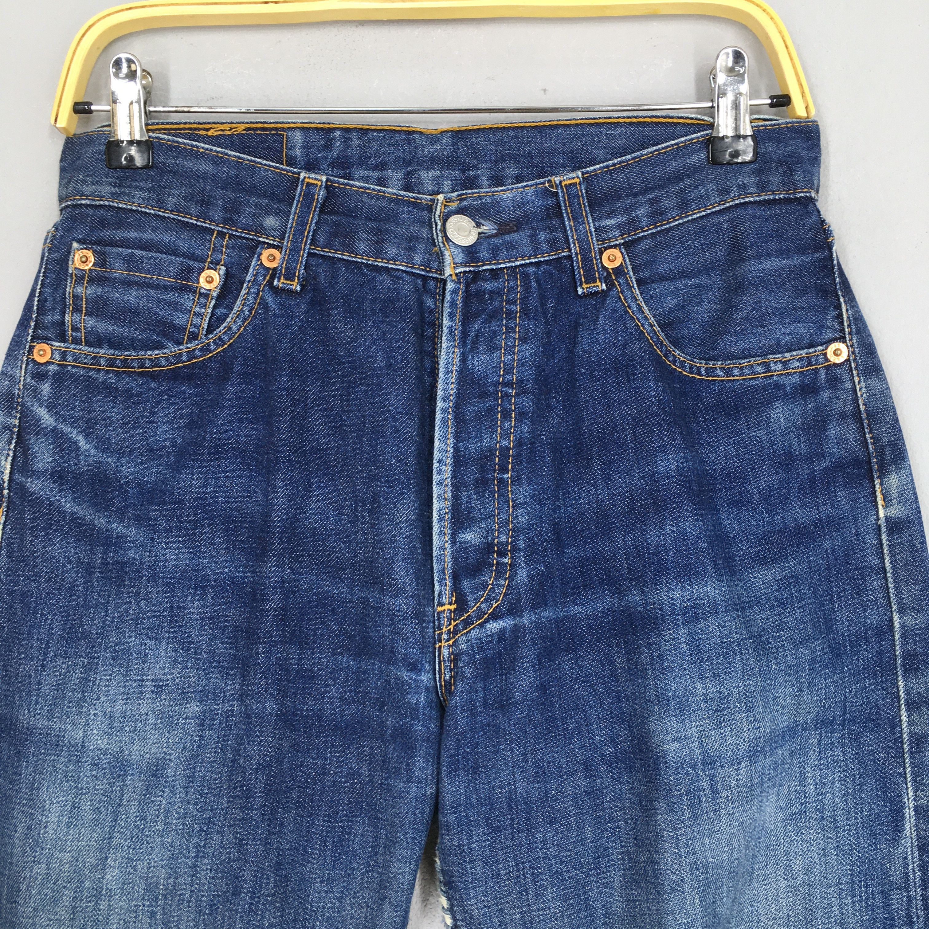 Levi's Size 29x26.5 Vintage 90s Levi's 501 Faded Blue Jeans S740 Size US 29 - 2 Thumbnail