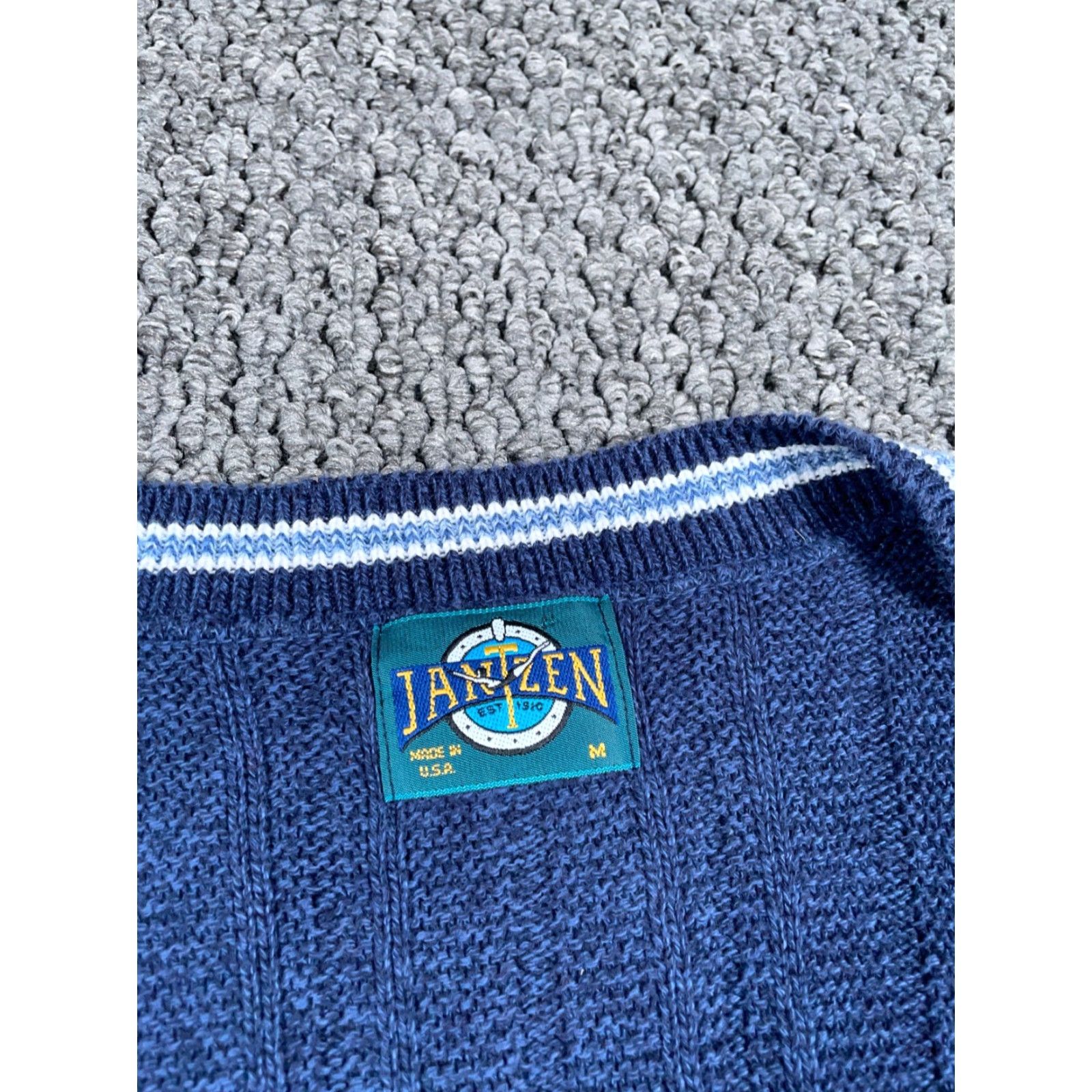 Jantzen VINTAGE Jantzen Chunky-Knit Cardigan Sweater Adult Medium Blue USA 90s Mens Size US M / EU 48-50 / 2 - 3 Thumbnail