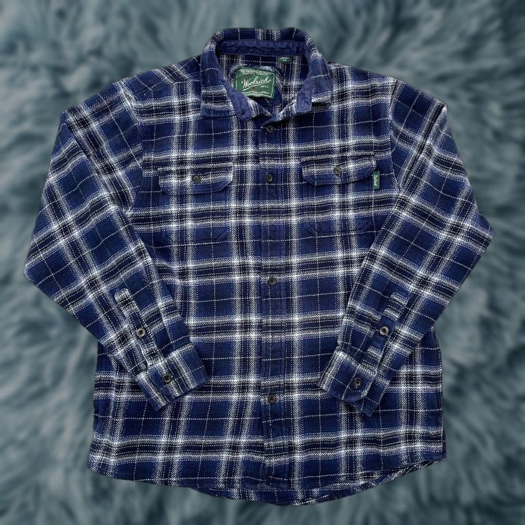 Vintage VINTAGE Woolrich Flannel Shirt Adult Medium Blue Plaid Long Sleeve Button-Up Shacket Pockets Mens Size US M / EU 48-50 / 2 - 1 Thumbnail