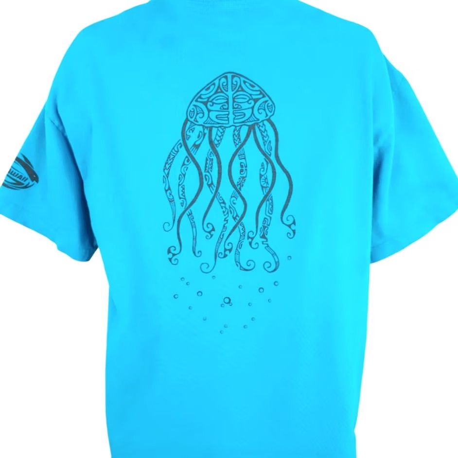 Vintage Tribal Jellyfish T Shirt Mens XL Blue Hawaii Hawaiian Sea Ocean Love The Ocean Tropics Destination Tourist Travel souvenir Hawaiian Shirt Mens XL Blue Size US XL / EU 56 / 4 - 4 Thumbnail