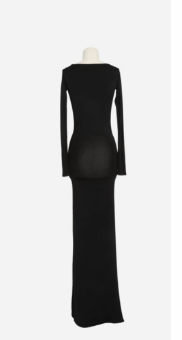 Saint Laurent Paris o1tp1o1224 Long Viscos V Neck Dress in Black Size XS / US 0-2 / IT 36-38 - 2 Thumbnail