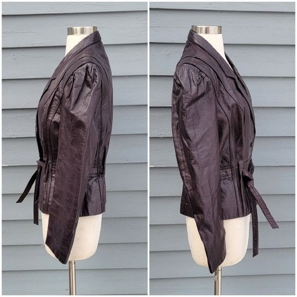 Vintage Vintage 70s Egg Plant Dark Purple Bermans Leather Belted Mid Size M / US 6-8 / IT 42-44 - 2 Thumbnail