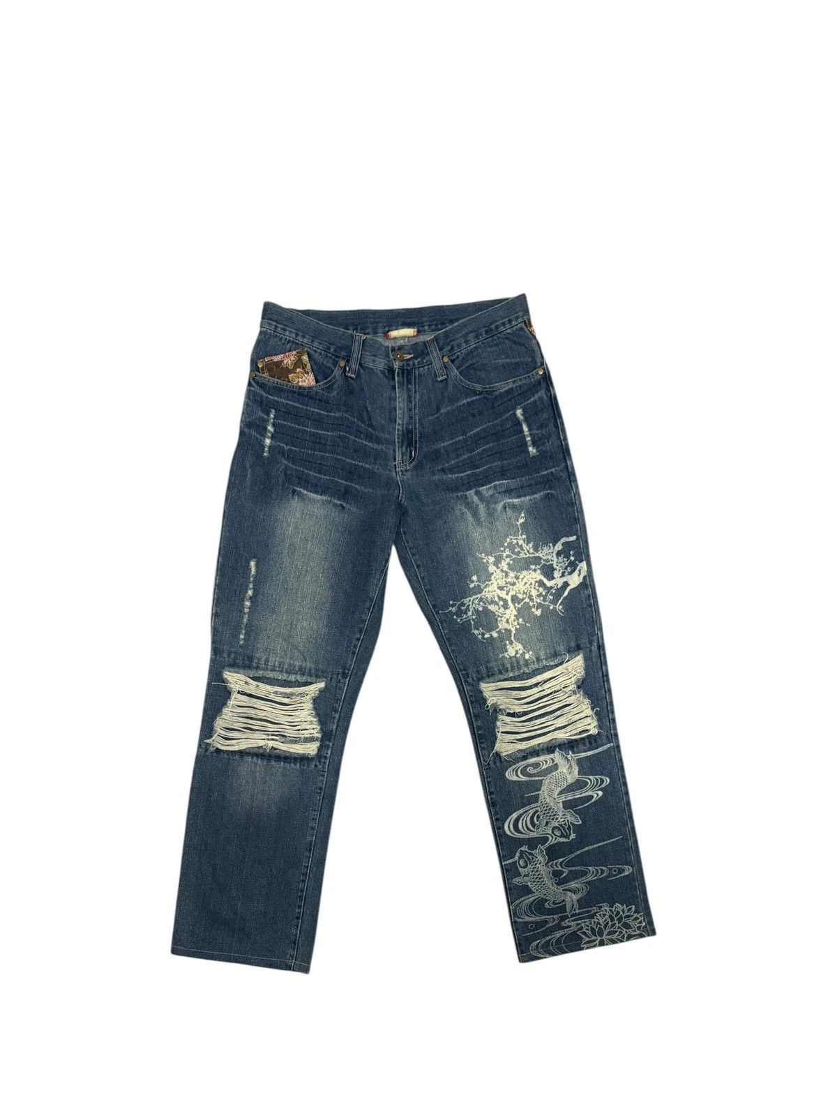 Japanese Brand Japanese Brand embroided flower jeans Size US 31 - 1 Thumbnail