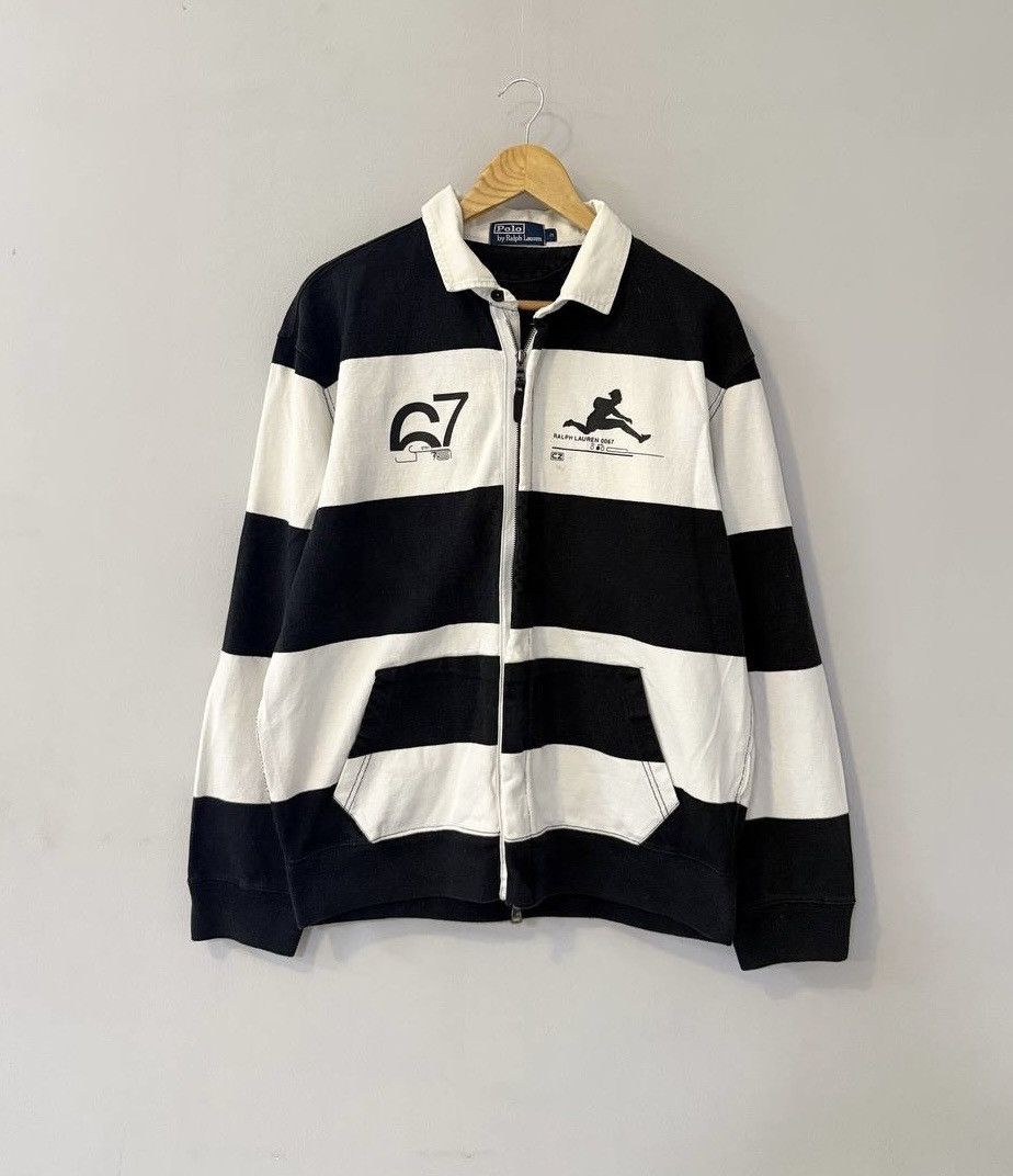 Vintage Polo Ralph Lauren Stripe 67 Hurdles Rugby Zip Jacket