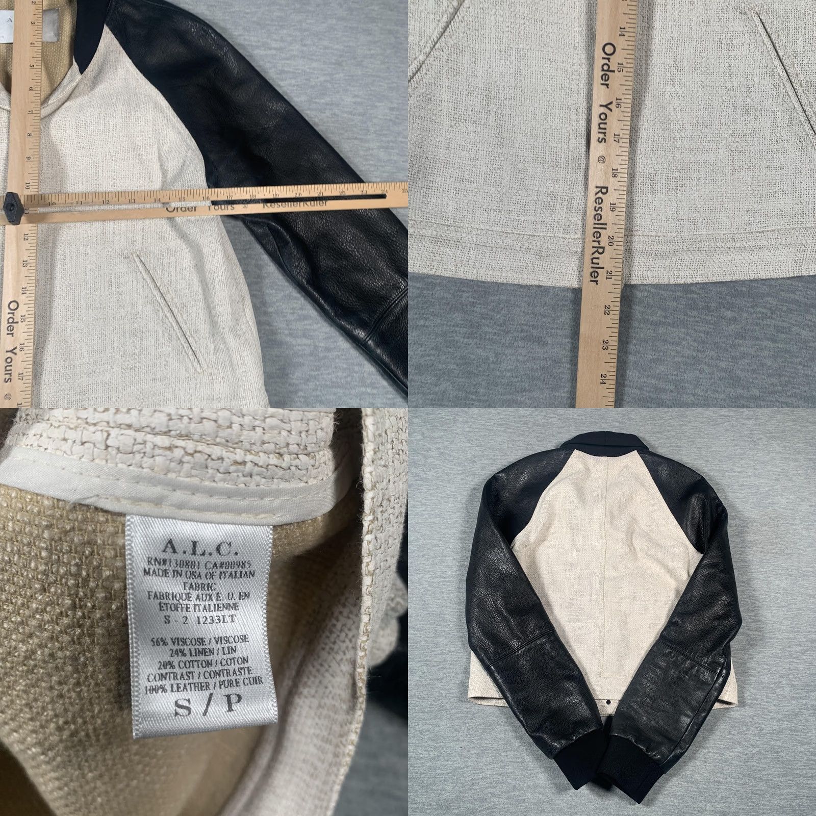 Vintage A.L.C. Jacket Womens S Leather Varsity Tweed Black Casual Size S / US 4 / IT 40 - 8 Thumbnail