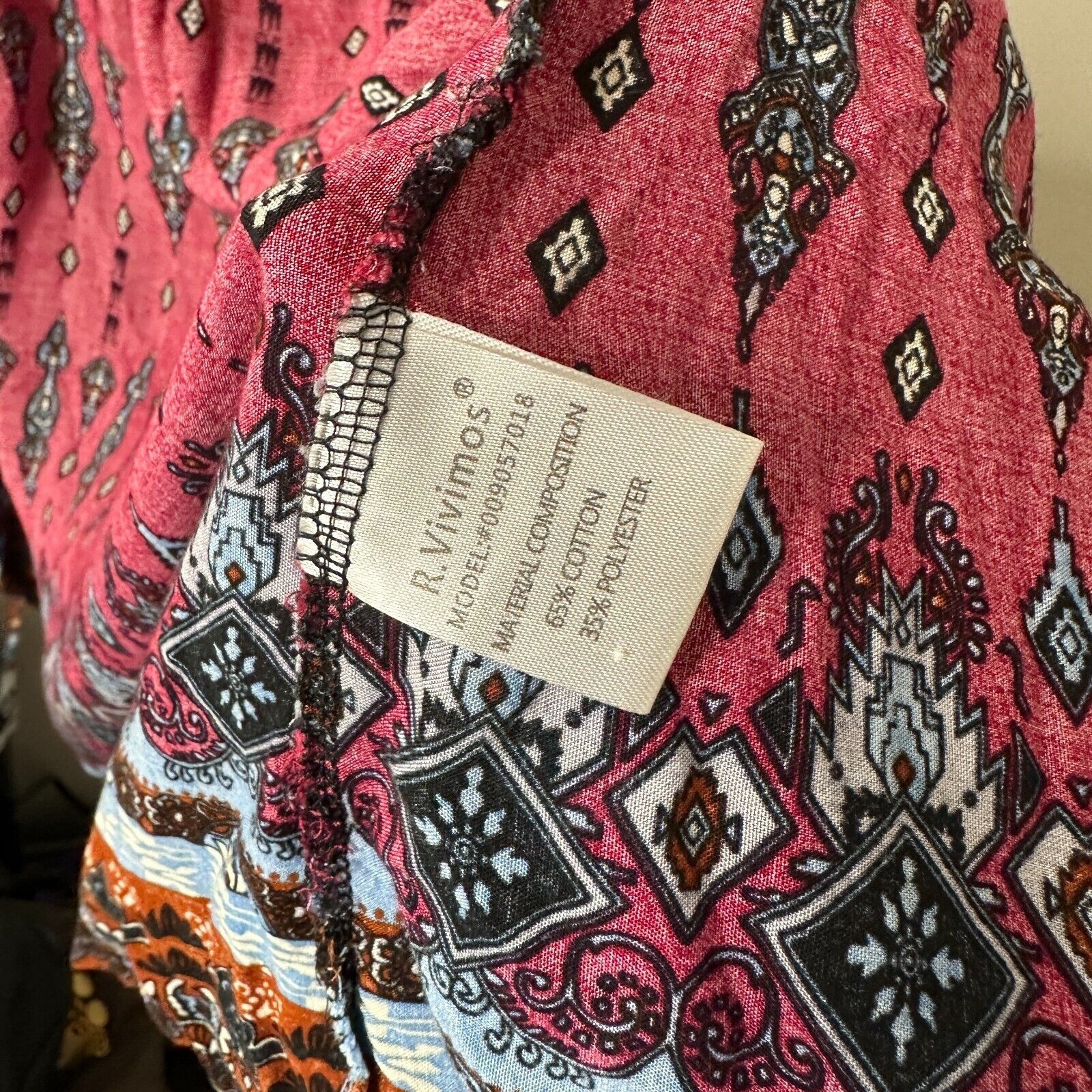 Other R. Vivimos VNeck Button Front Paisley Dress Red Blue Multi S Size S / US 4 / IT 40 - 8 Thumbnail