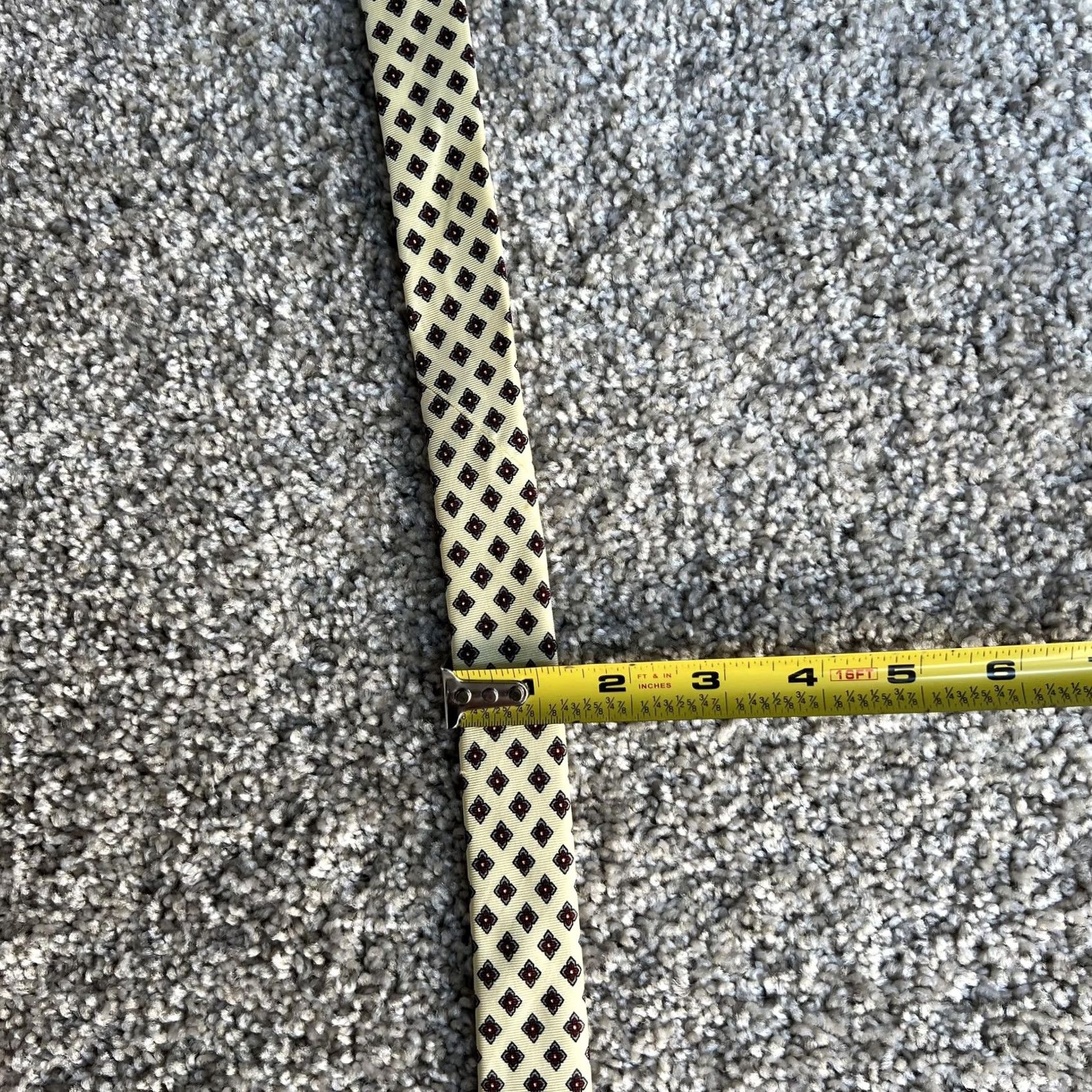 Vintage Silk Tie Mens One Size Yellow Geometric Classic Dress Necktie Handmade Italy Size ONE SIZE - 6 Thumbnail
