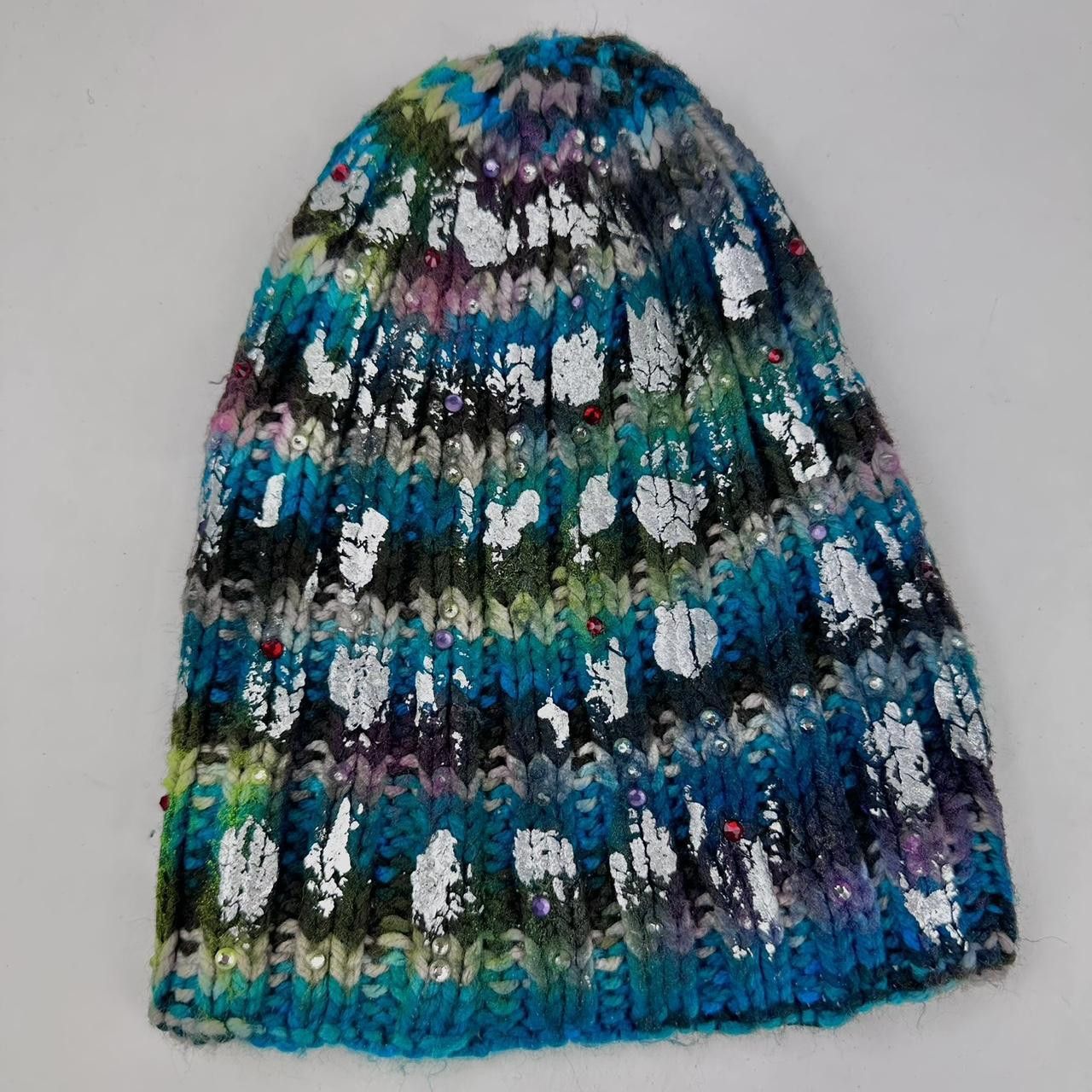 Other ASTROBOI* Green and Brown Striped Rhinestone Beanie Size ONE SIZE - 4 Thumbnail