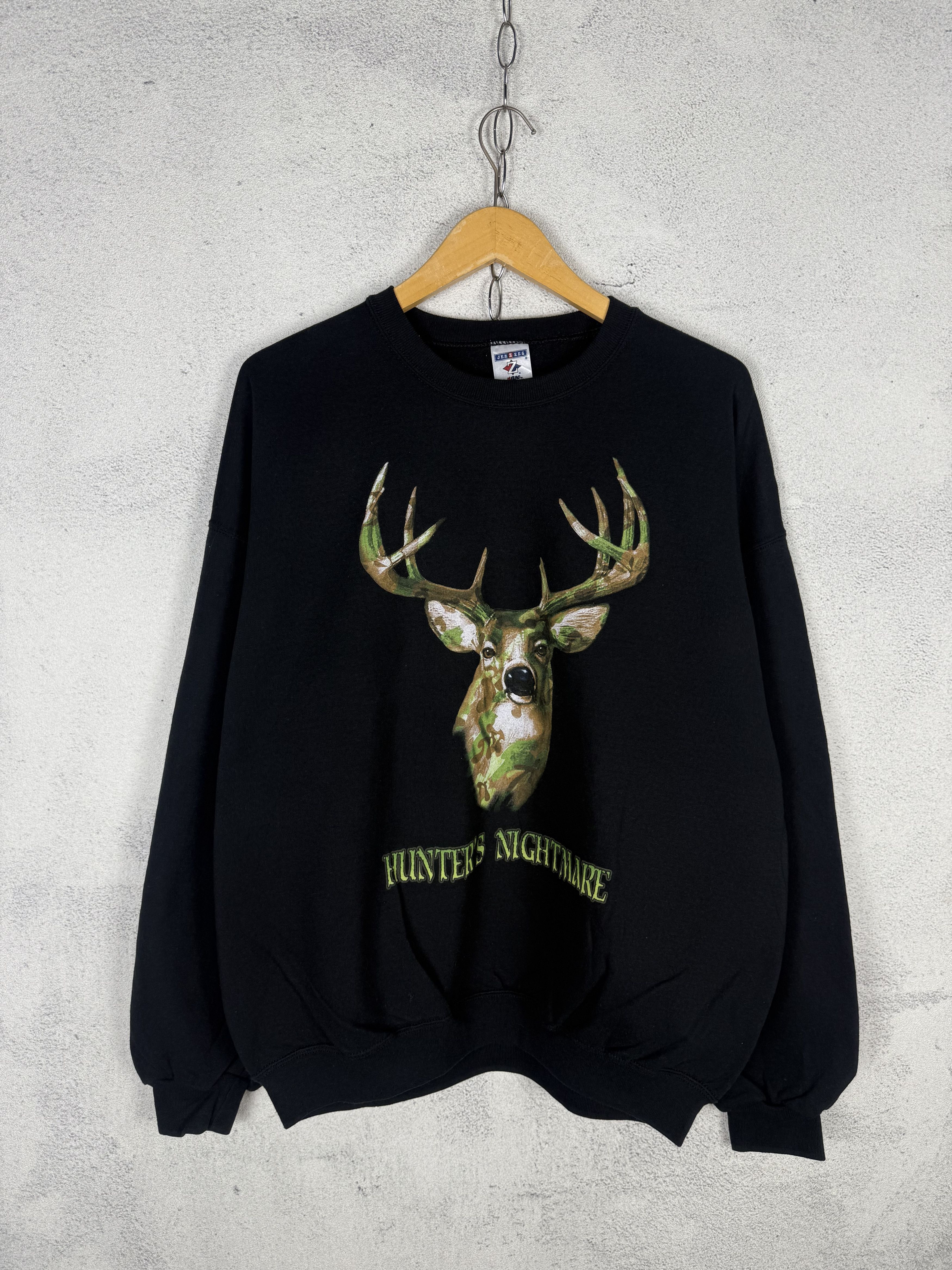 Vintage Vintage Hunter's Nightmare Deer Sweatshirt Crewneck Size US XL / EU 56 / 4 - 1 Thumbnail