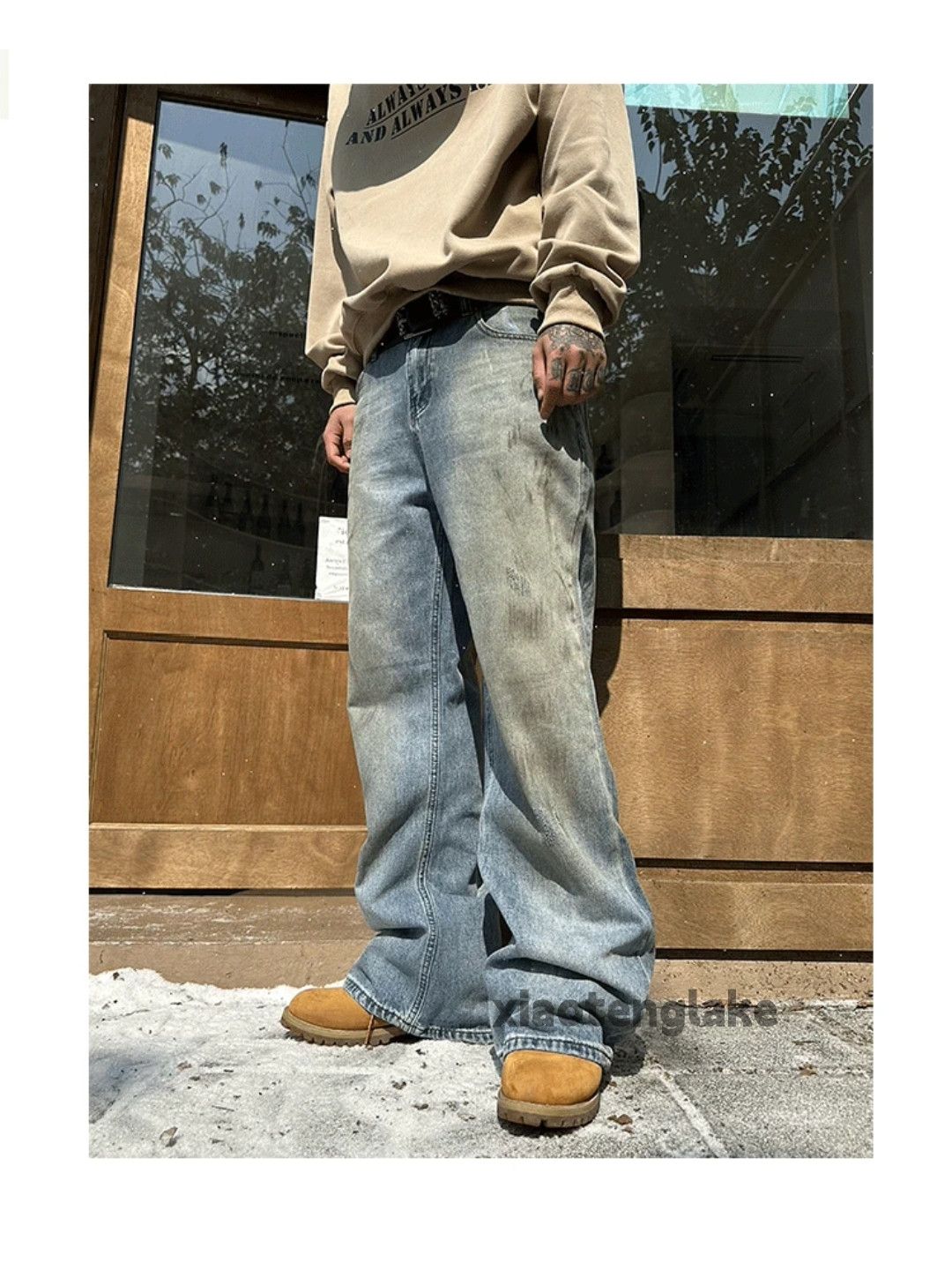 washed faded loose baggy skate hiphop rusty stain jeans