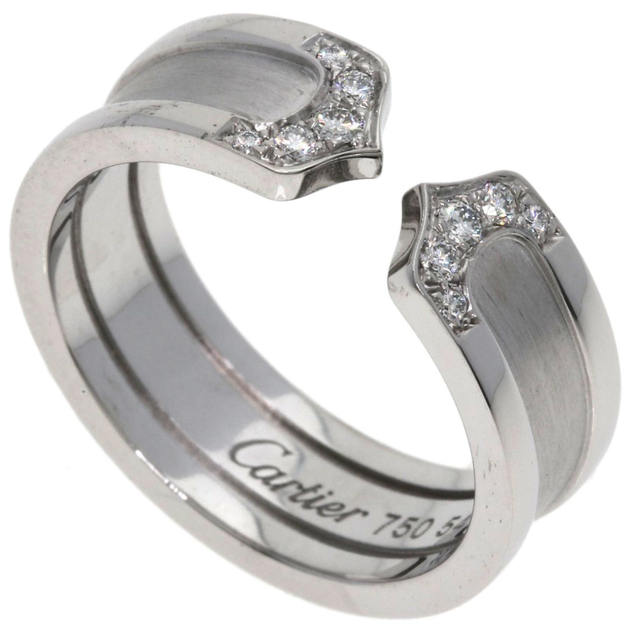 Cartier Cartier C2 Ring, Diamond, Small, #54, 18K White Gold, Women's, CARTIER Size ONE SIZE - 1 Thumbnail