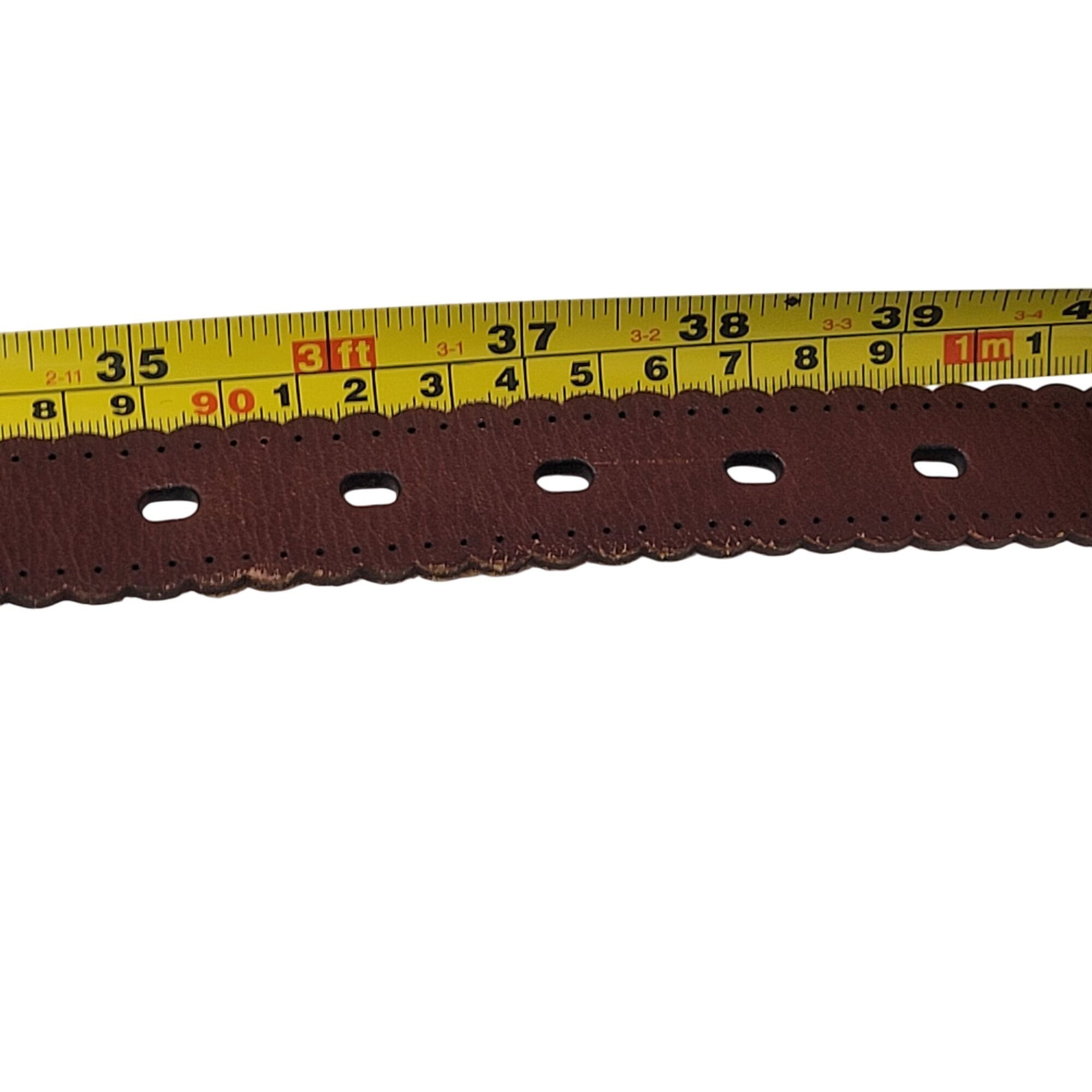 Fossil Vintage Fossil Womens Brown Leather Belt L Scalloped Perfora Size ONE SIZE - 6 Thumbnail