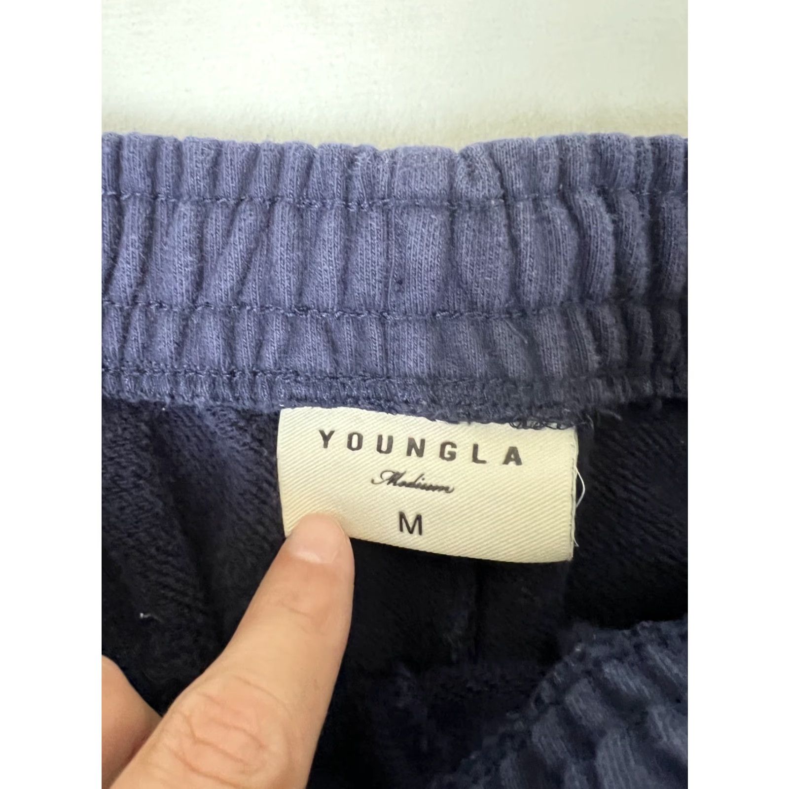 YoungLA YoungLA Sweatpants Mens Medium Blue Fleece Joggers Tapered Athletic Embroidered Slim Pockets Drawstring Waist Inseam 29in Regular Cotton Size US 31 - 6 Thumbnail