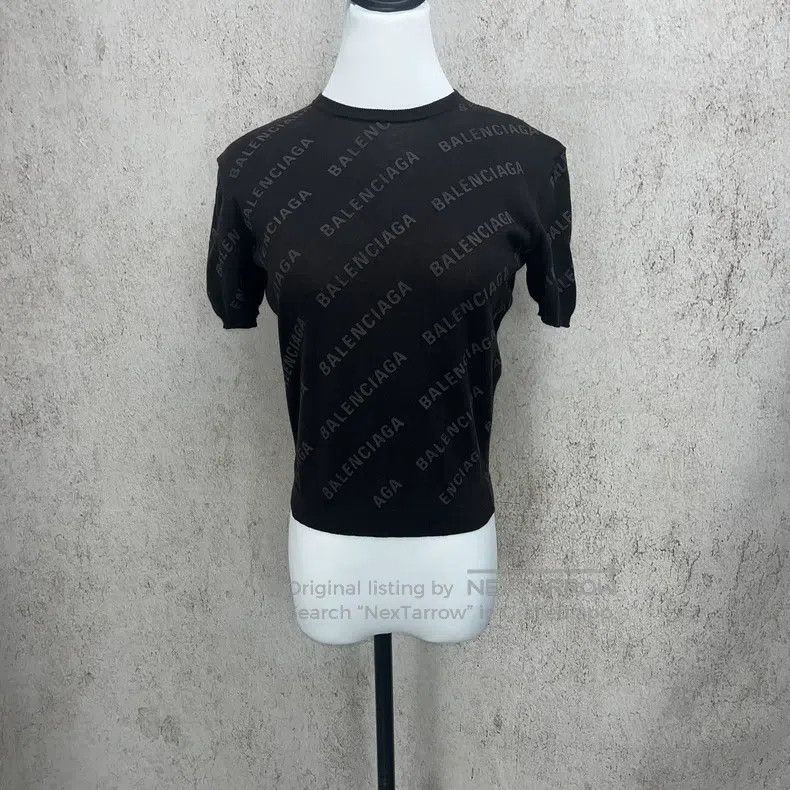 Balenciaga Balenciaga Printed Logo Short-Sleeve Knit Top Size US S / EU 44-46 / 1 - 1 Thumbnail