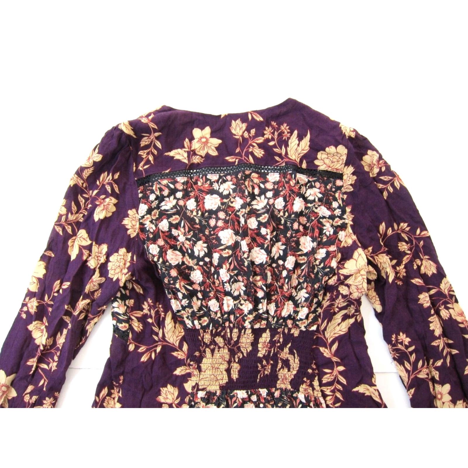 Free People Free People Dress Pink Black Floral V-Neck Long Sleeve Tunic Smock 100% Rayon S Size S / US 4 / IT 40 - 6 Thumbnail