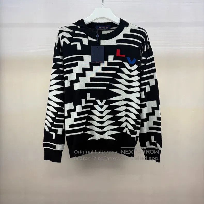 Louis Vuitton Louis Vuitton 24SS black and white striped logo sweater Size US L / EU 52-54 / 3 - 1 Thumbnail