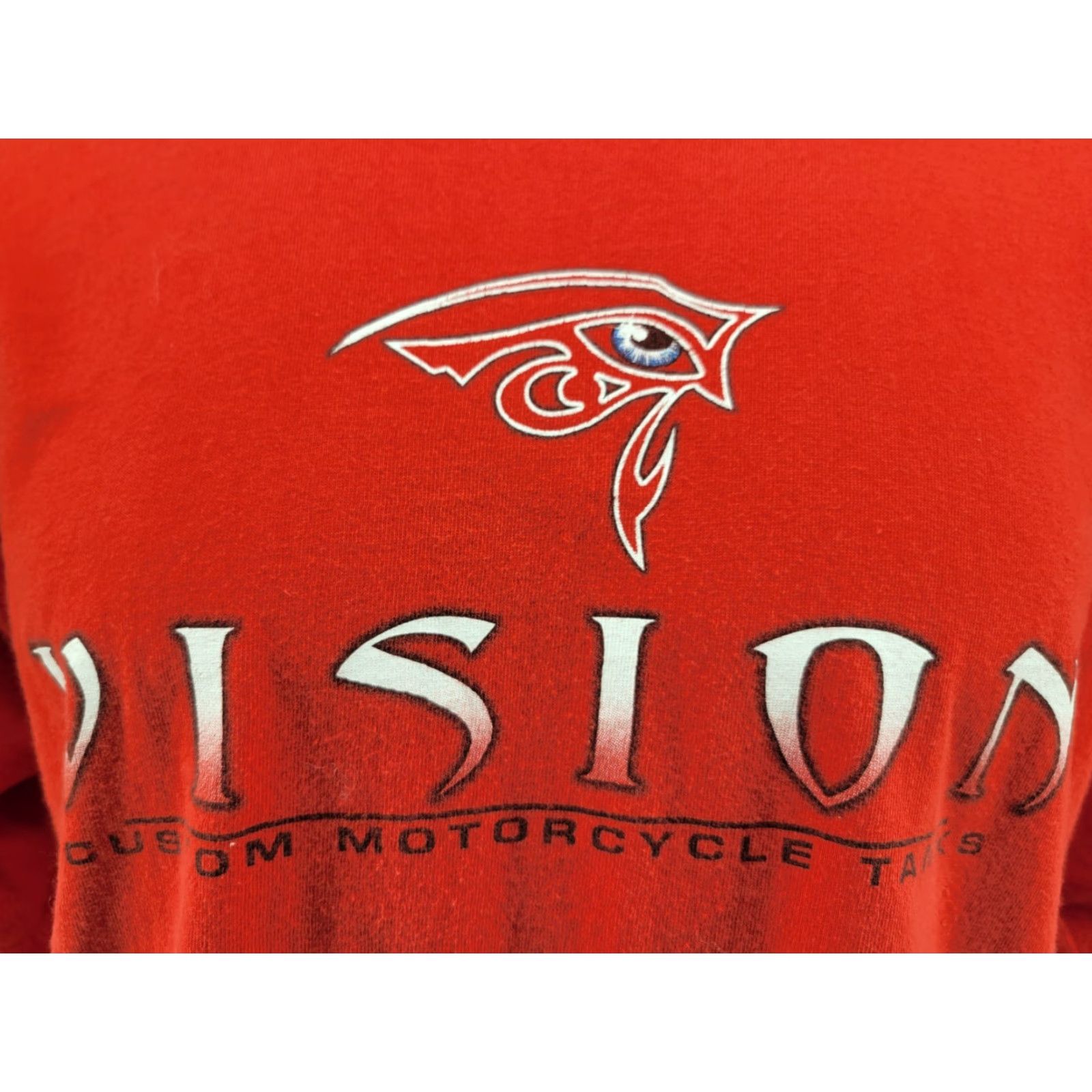 Gildan VINTAGE Distressed Vision Motorcycle Gas Tank Mens Long Sleeve Red Shirt L Size US L / EU 52-54 / 3 - 2 Thumbnail