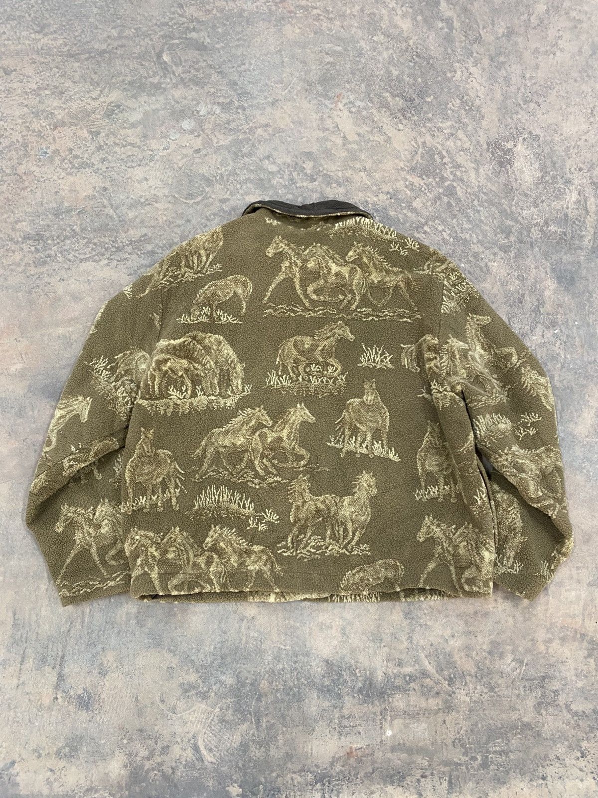 Acne Studios Inspired Tsunami Fleece Horses Boxy Crop Jacket
