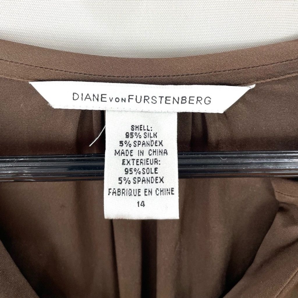 Diane von Furstenberg Diane Von Furstenberg Brown Silk Blouse Size 14 (fits M/L) Size XL / US 12-14 / IT 48-50 - 5 Thumbnail
